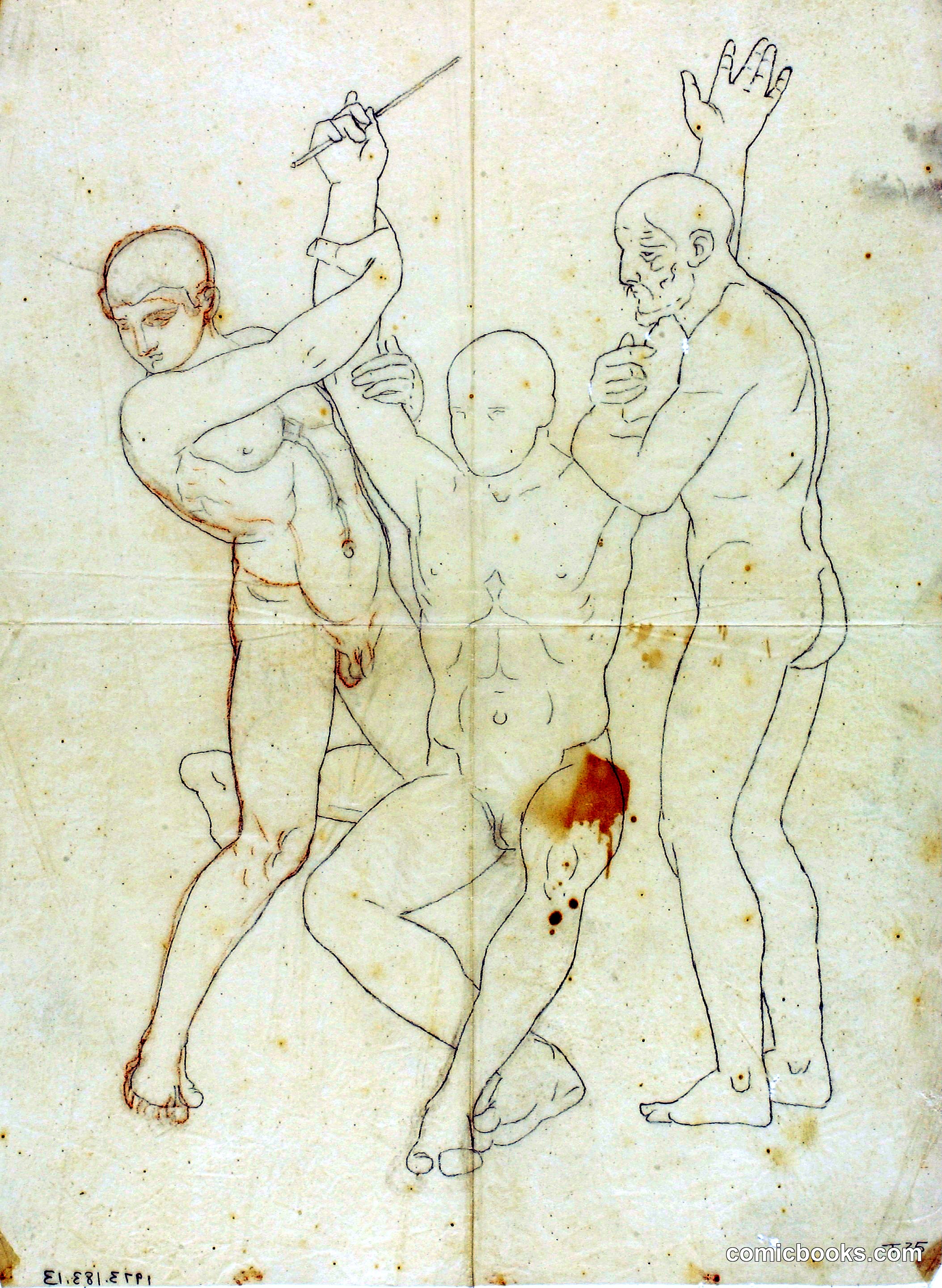 Moses, Aaron and Hur on Mount Horeb (nude study)