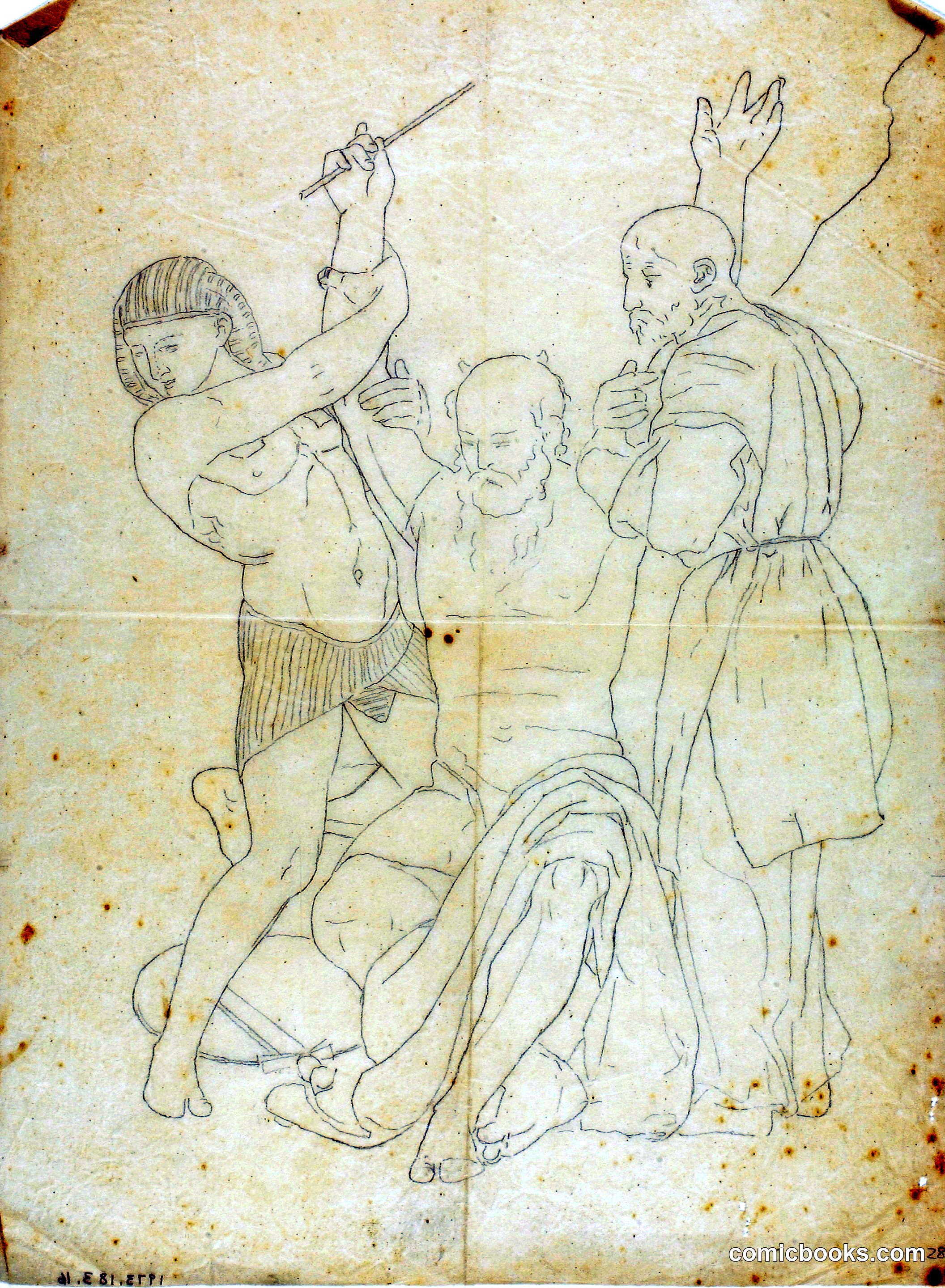 Moses, Aaron and Hur on Mount Horeb (clothed study)