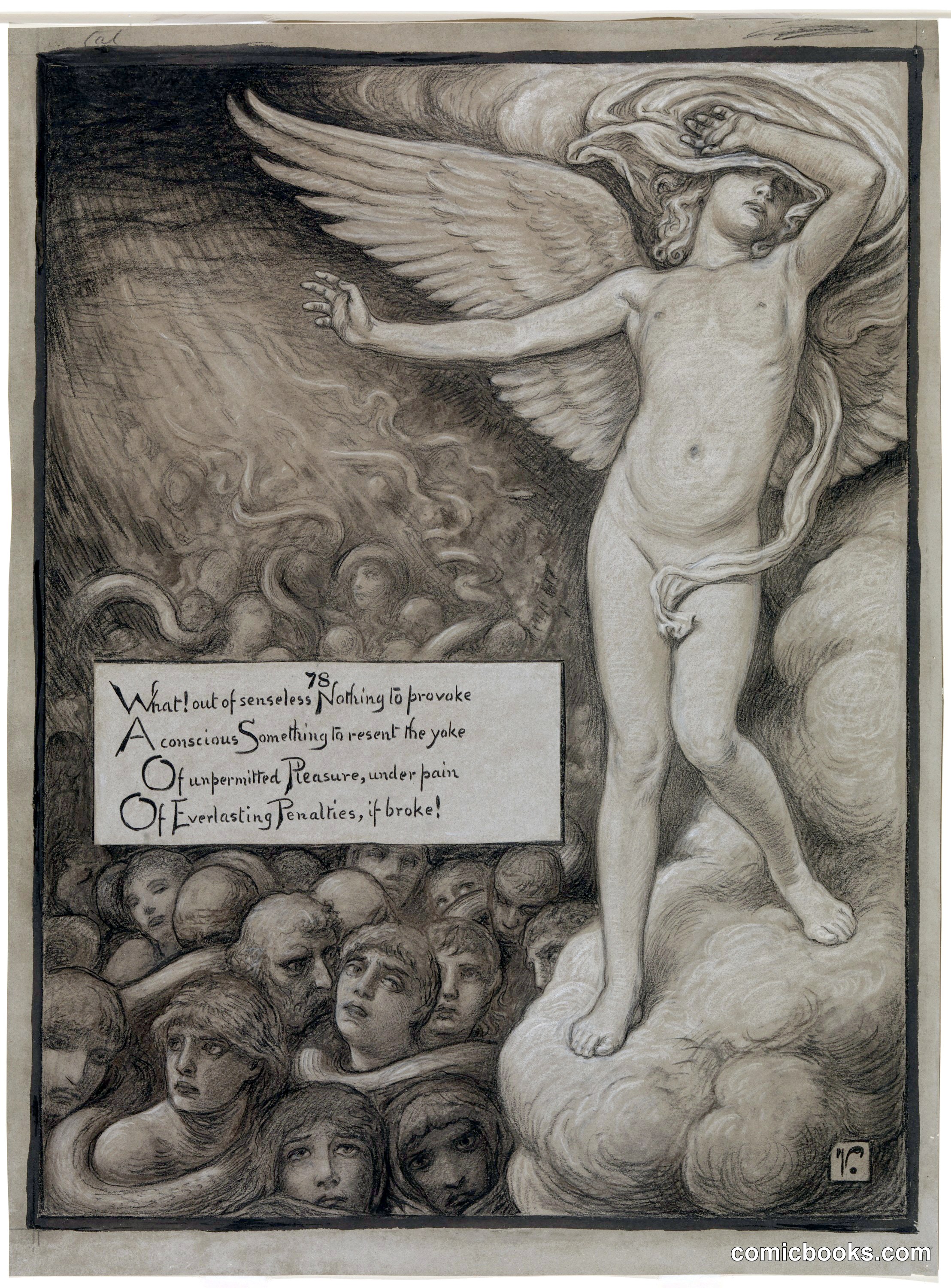 Illustration for Rubáiyát of Omar Khayyám: Love Shrinking Affrighted at the Sight of Hell