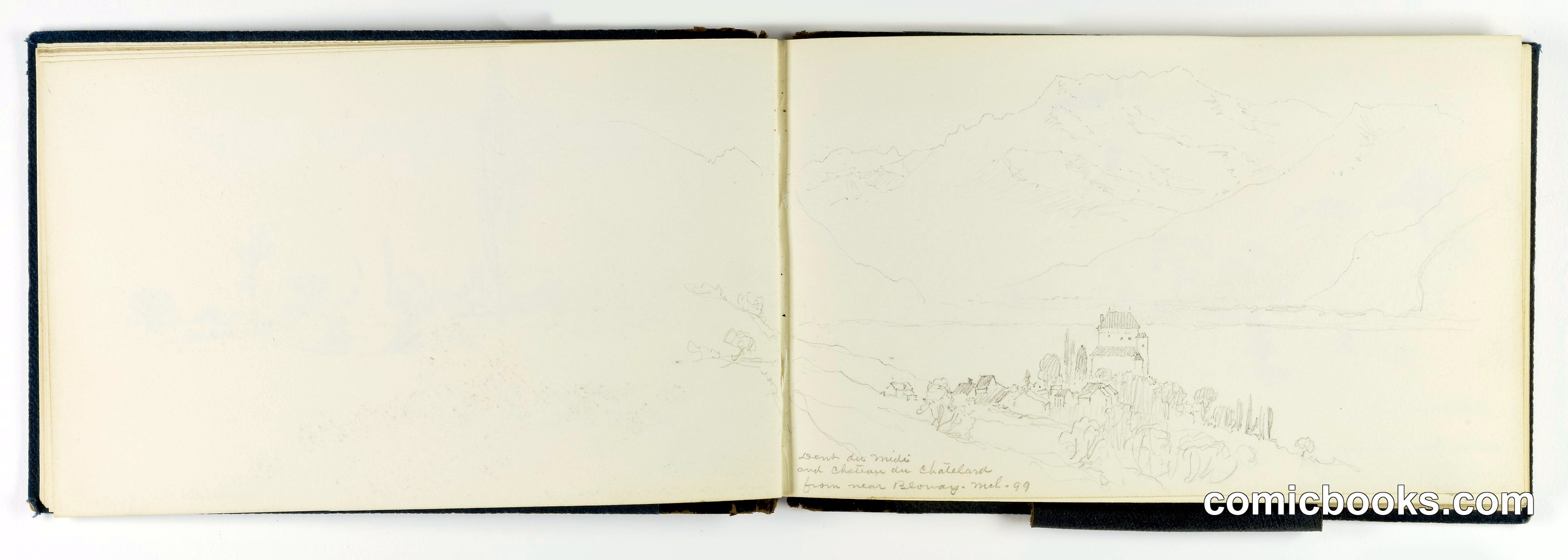 Sketchbook: Dent du Midi and Chateau du Chatelard from near Blouay
