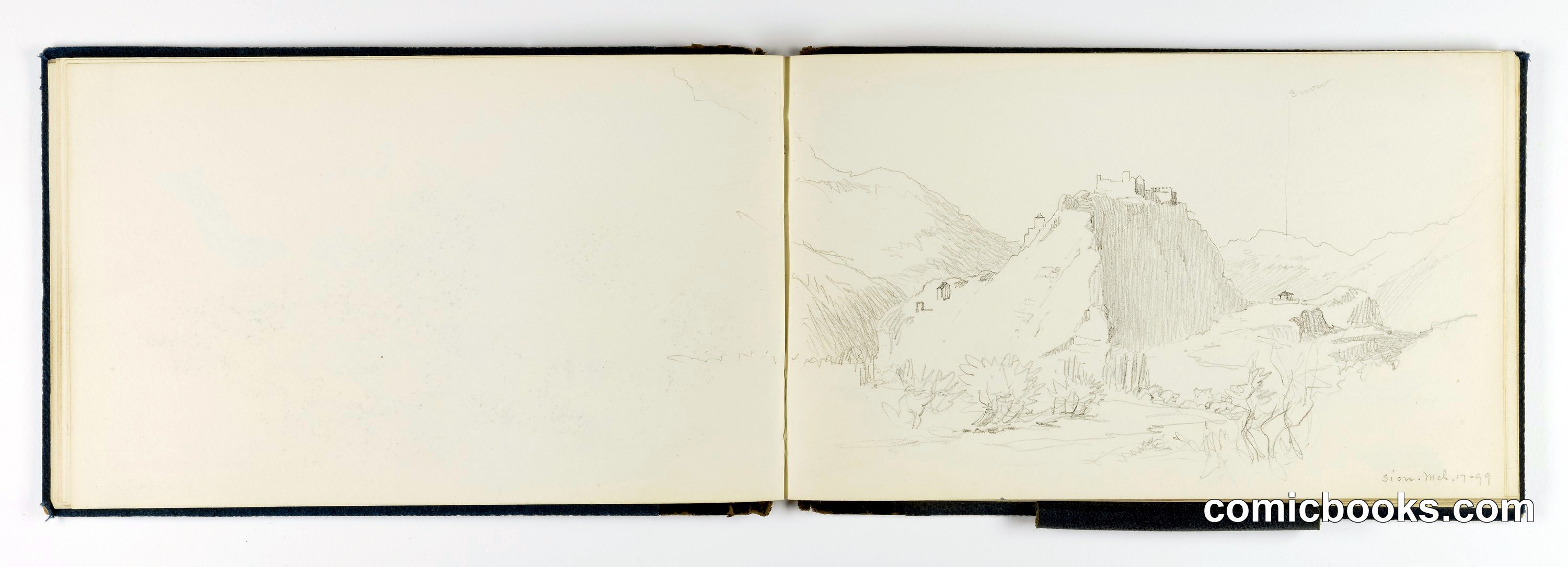 Sketchbook page with landscape study