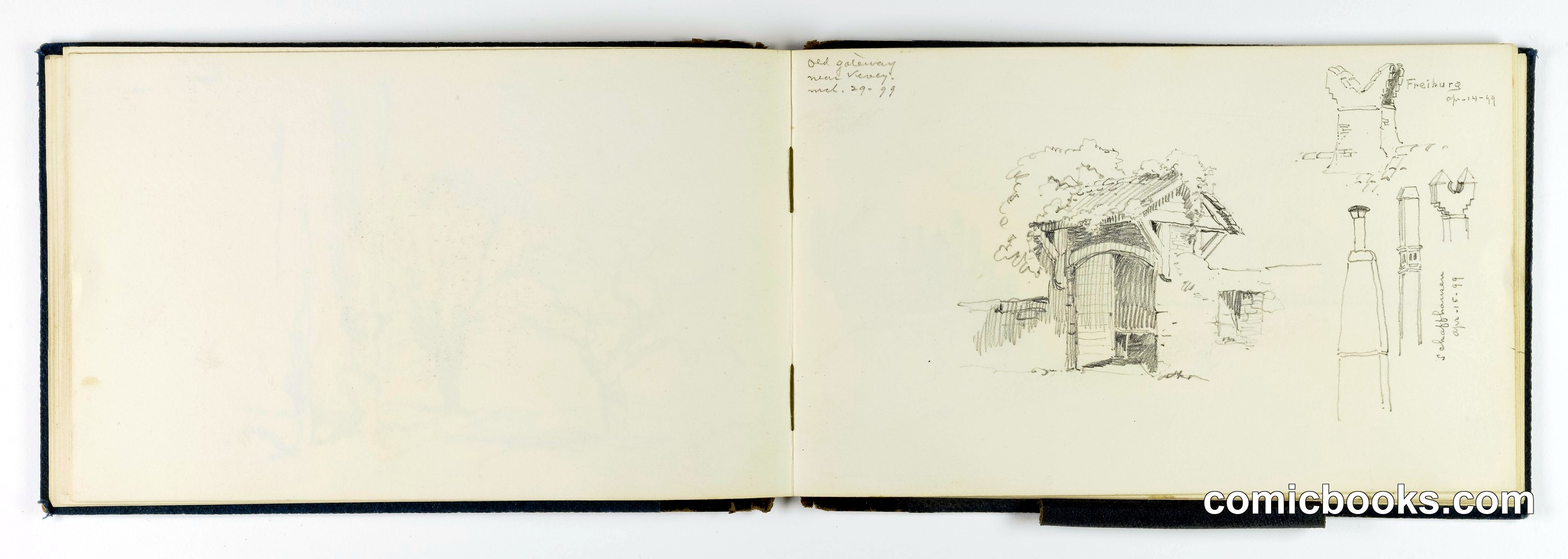 Sketchbook Page: Old Gateway near Vevey/Freiburg/Schaffhausen