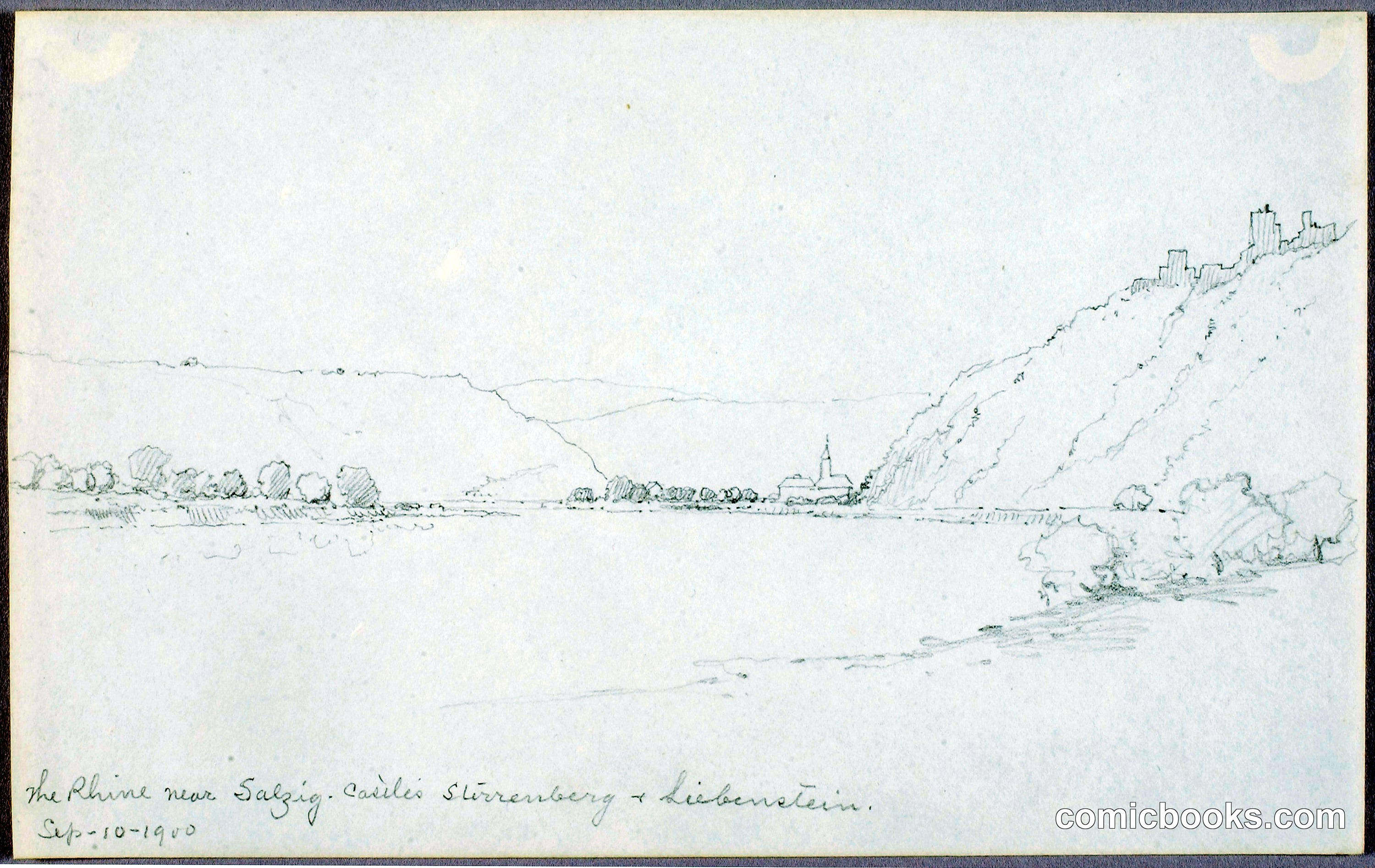 The Rhine near Salzig, Castles Stirrenberg and Liebenstein