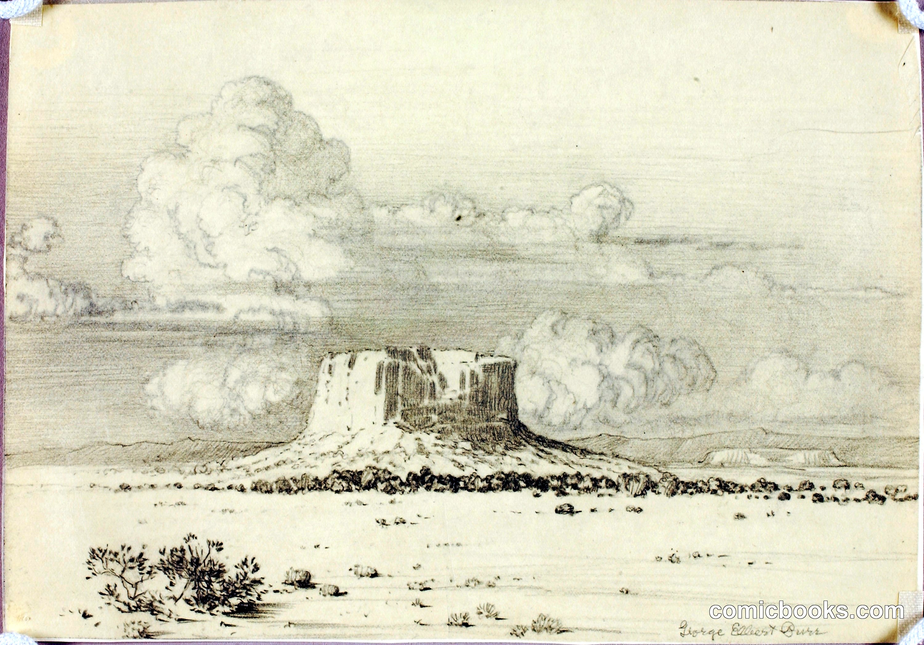 Desert Landscape with Butte