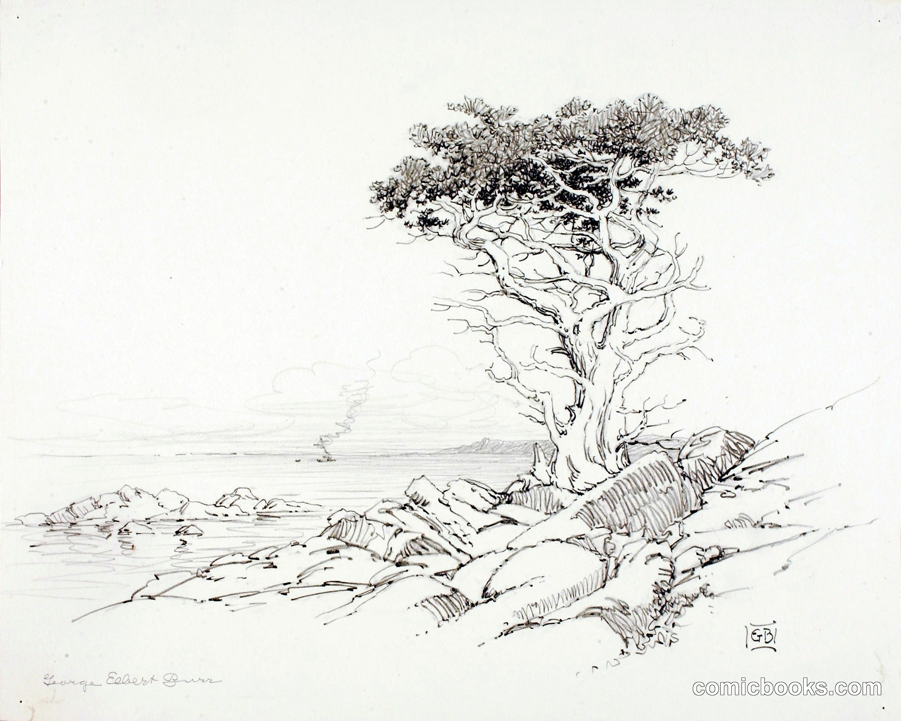 Landscape Study with Gnarled Tree