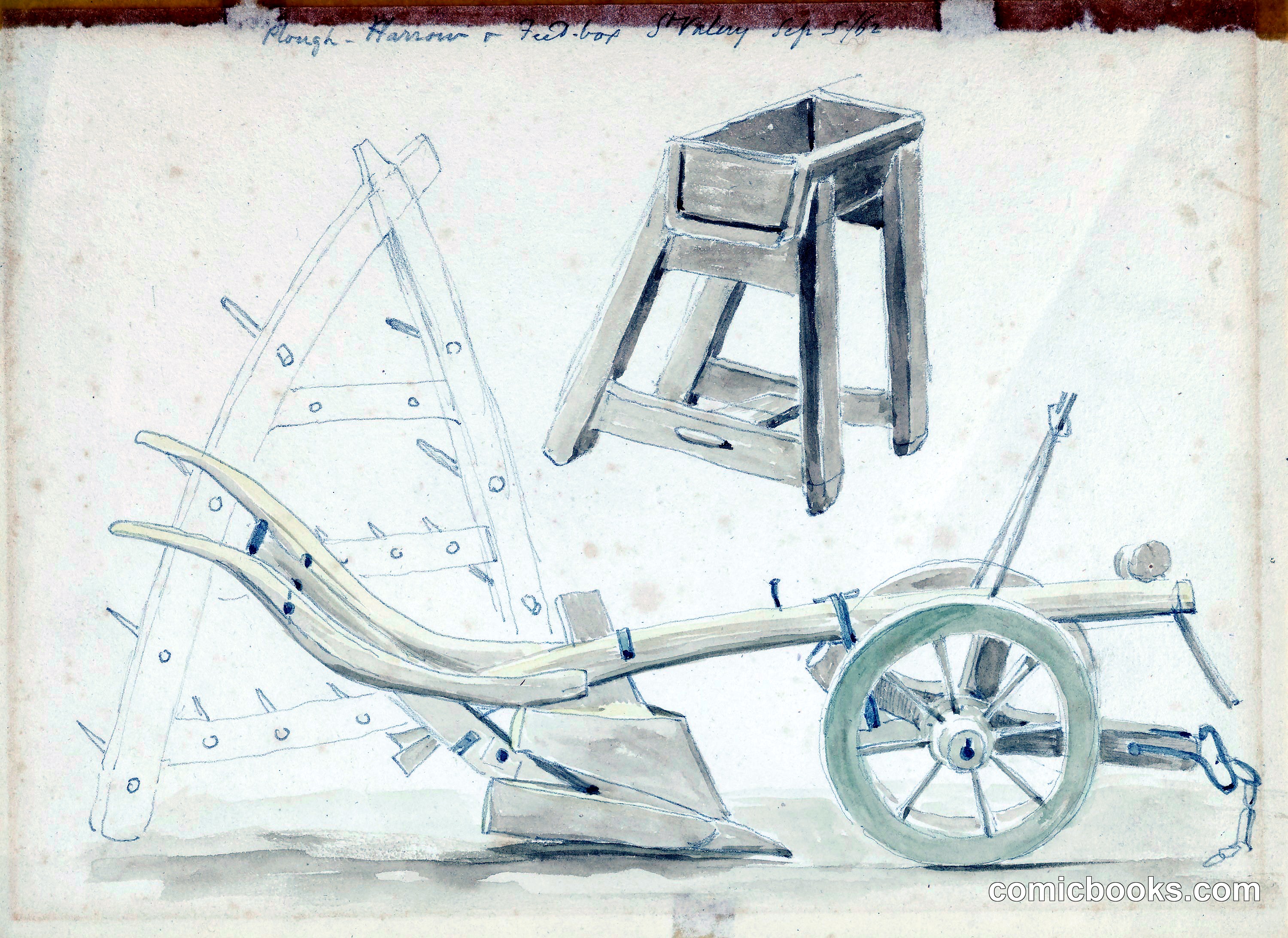 Plough, Harrow and Feed-box, St. Valery