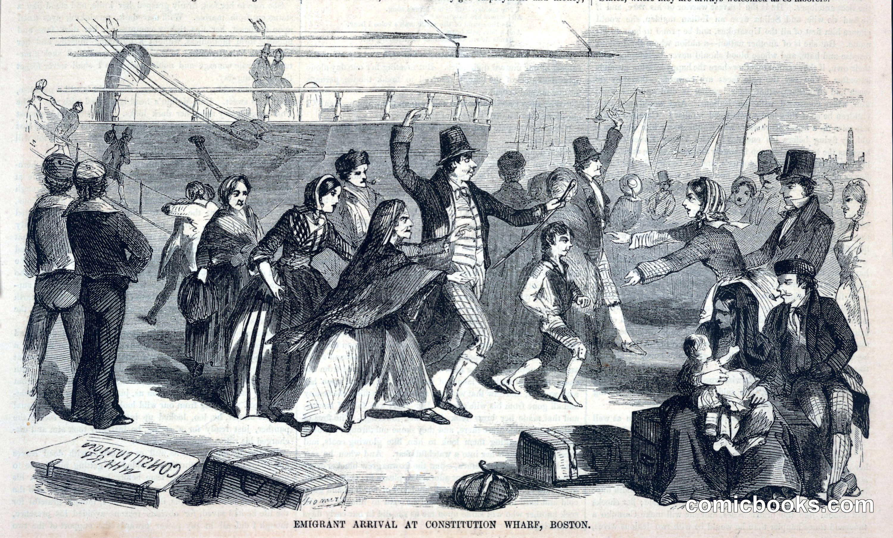 Emigrant Arrival at Constitution Wharf, Boston
