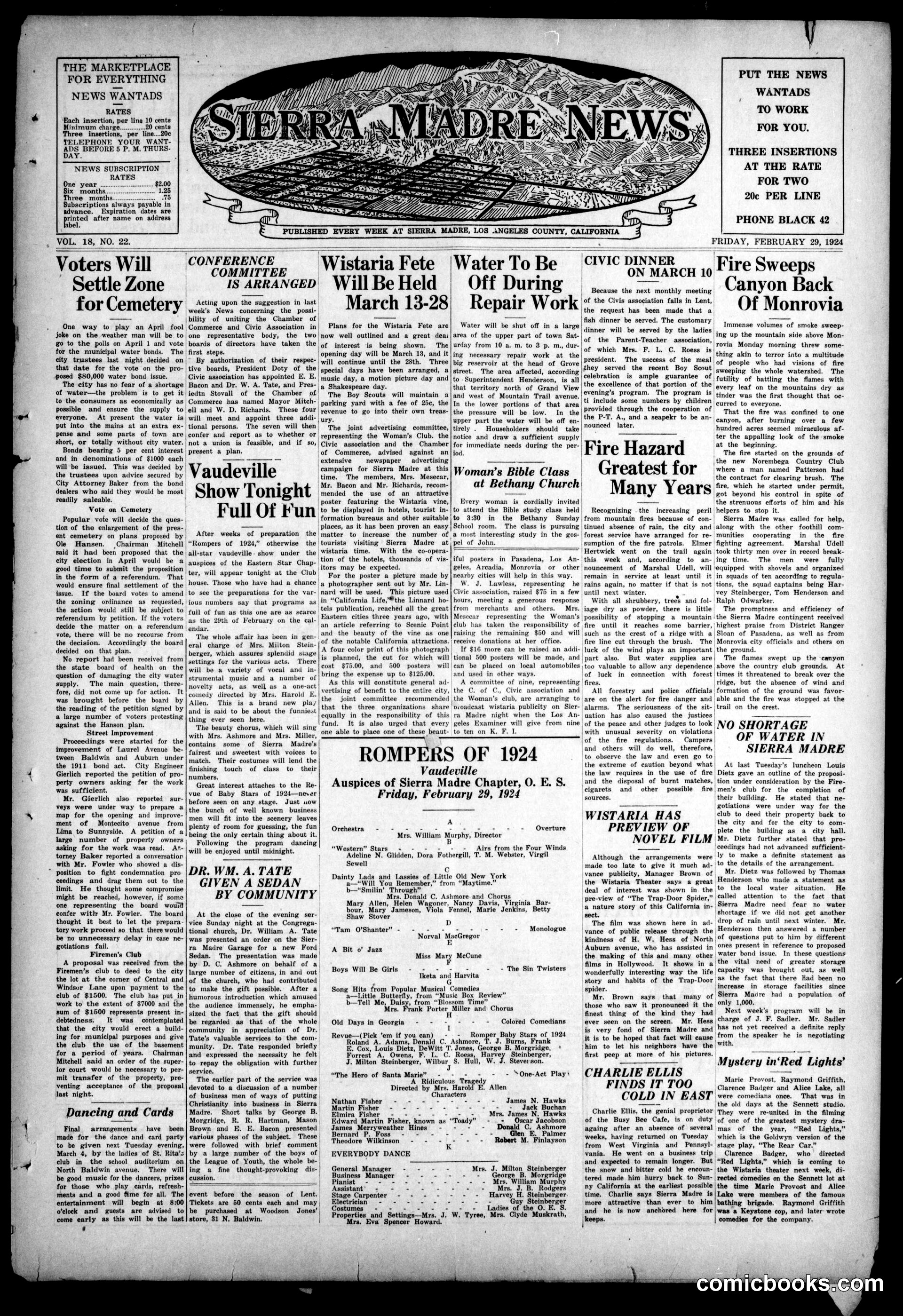 Sierra Madre News, February 29, 1924