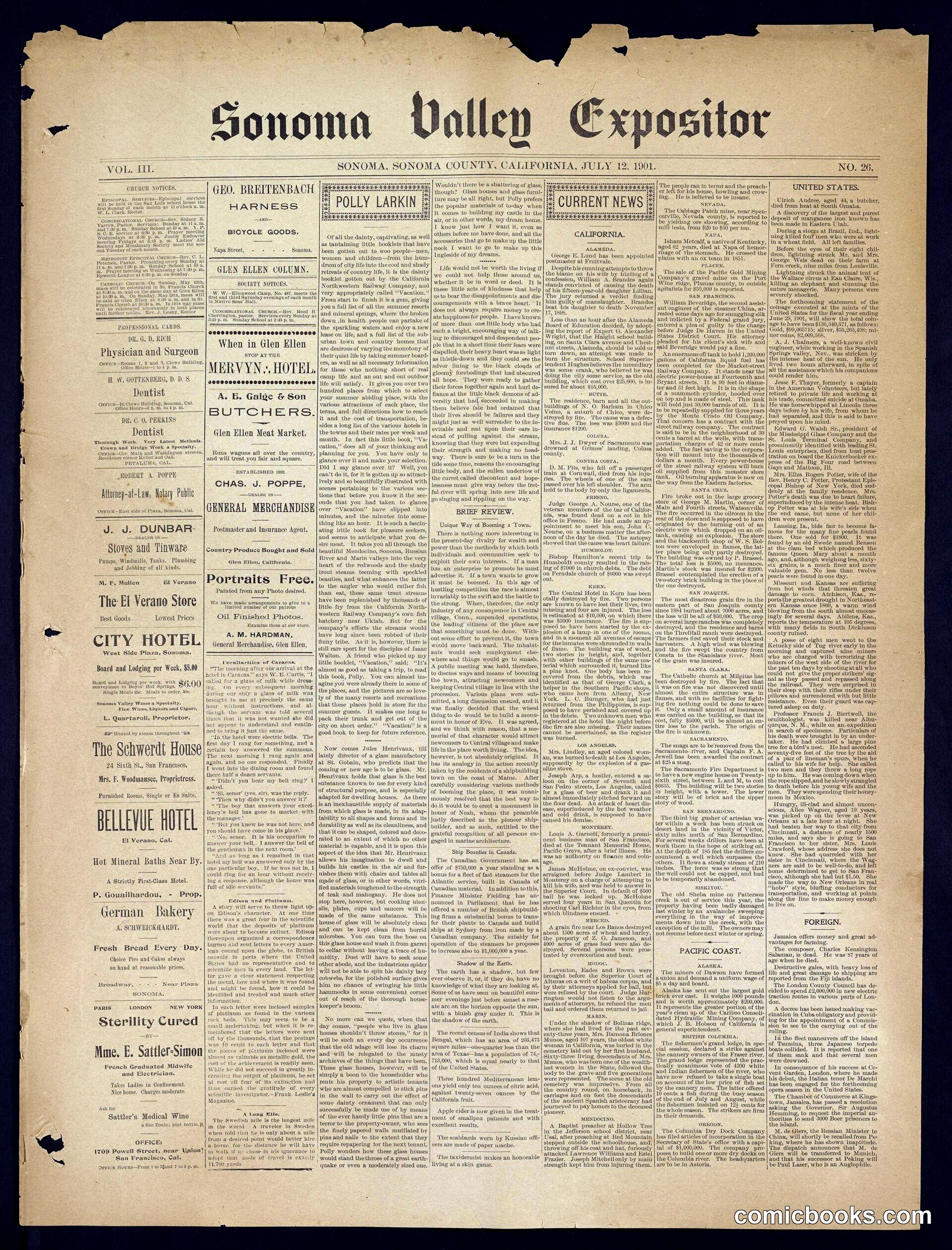 Sonoma Valley Expositor, July 12, 1901
