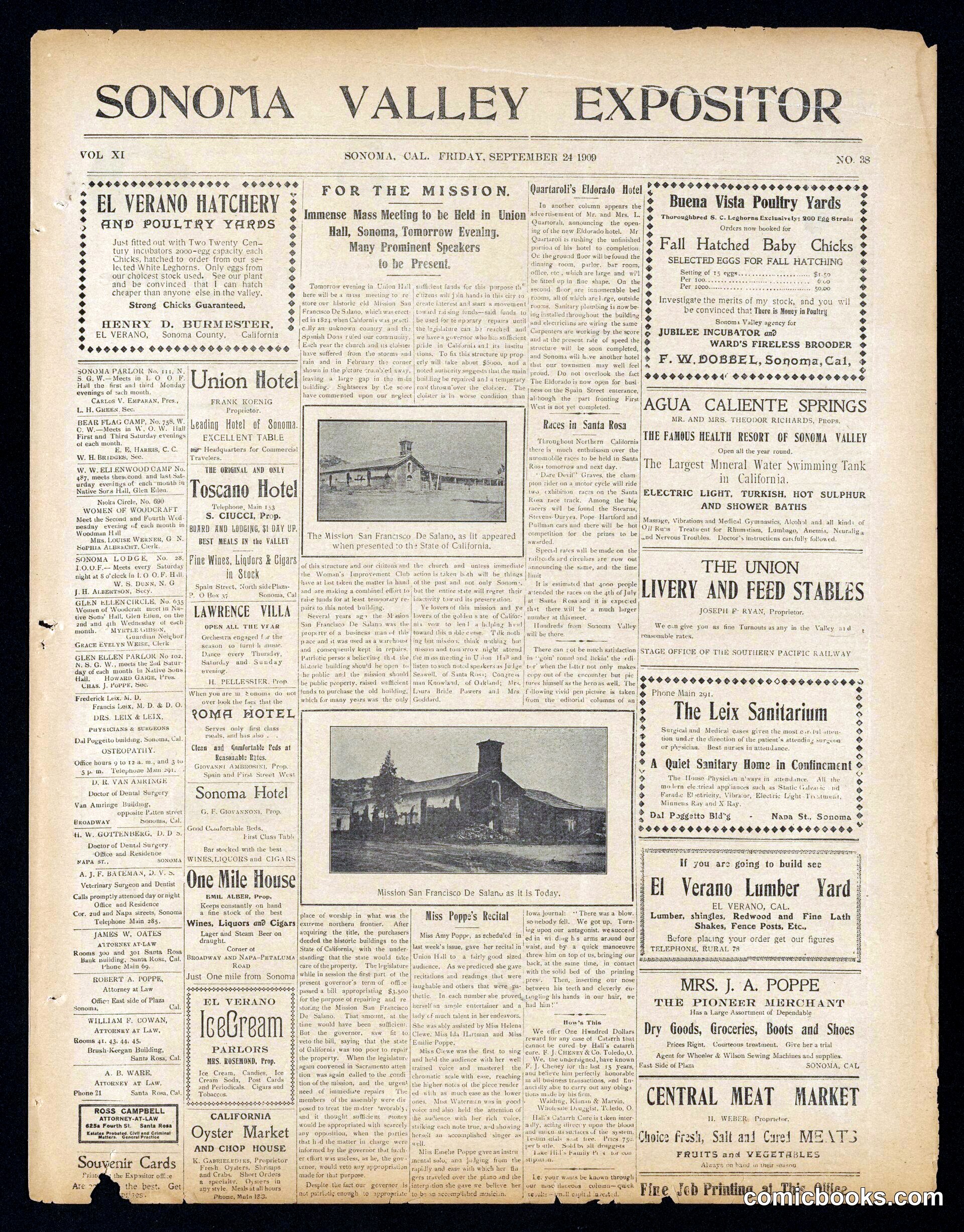 Newspaper Advertisement Page, 1909