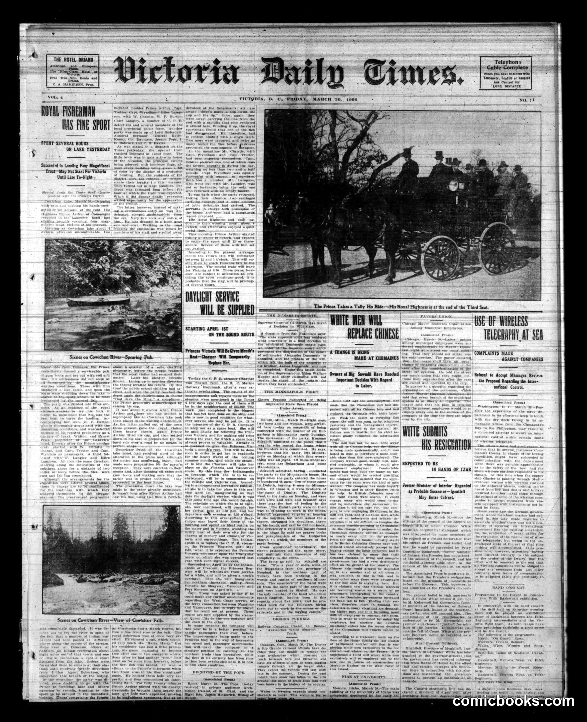 Newspaper Front Page, Victoria Daily Times