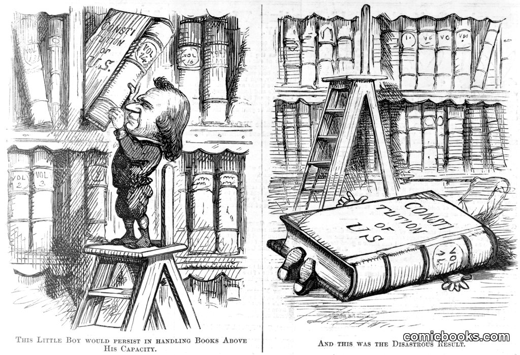 This Little Boy Would Persist in Handling Books Above His Capacity