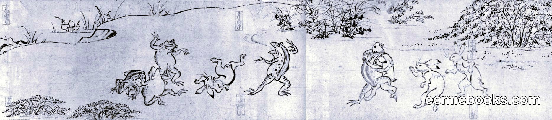 Chōjū-giga — the frog and the hare