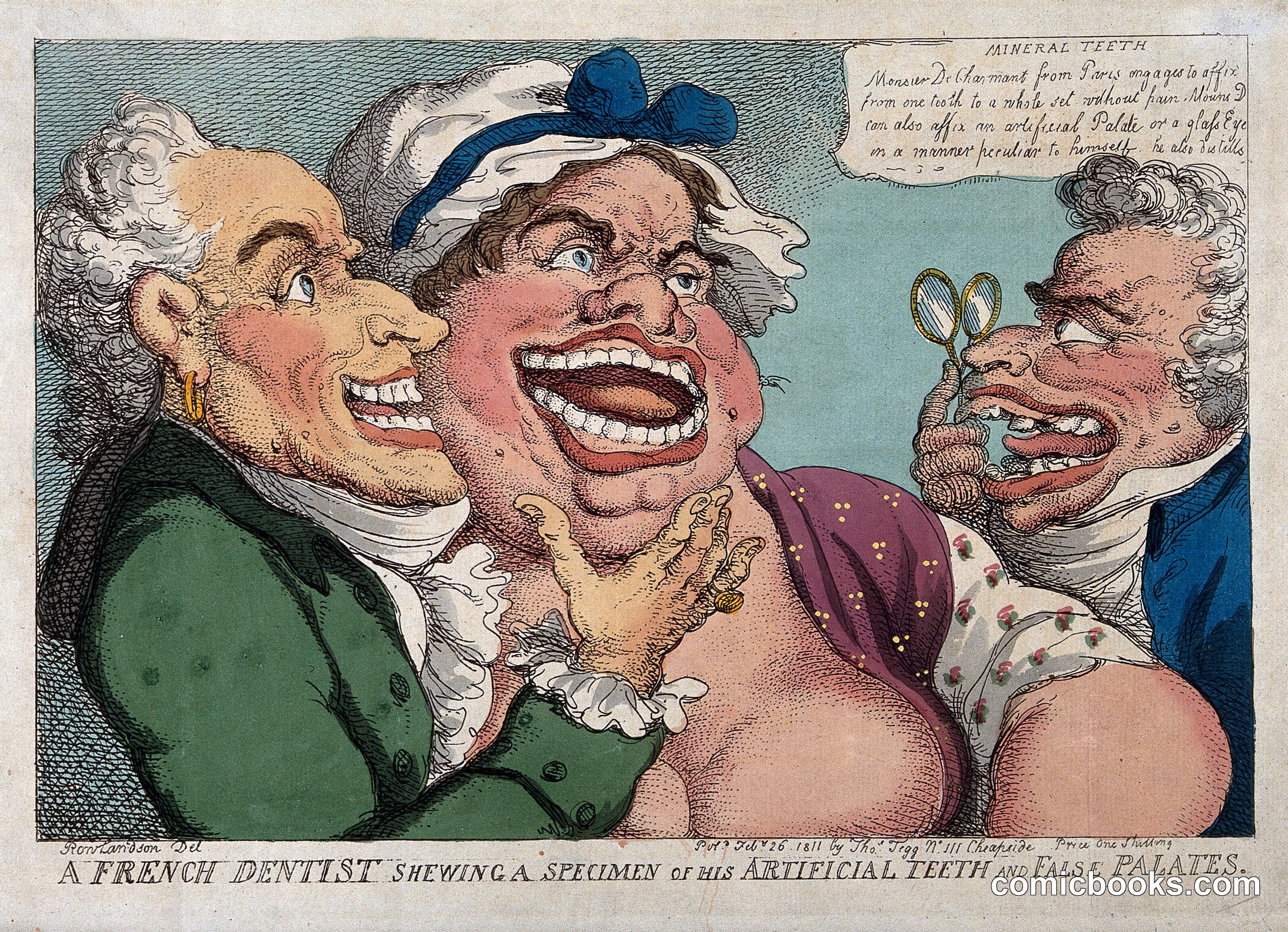 A French Dentist Shewing a Specimen of His Artificial Teeth and False Palates