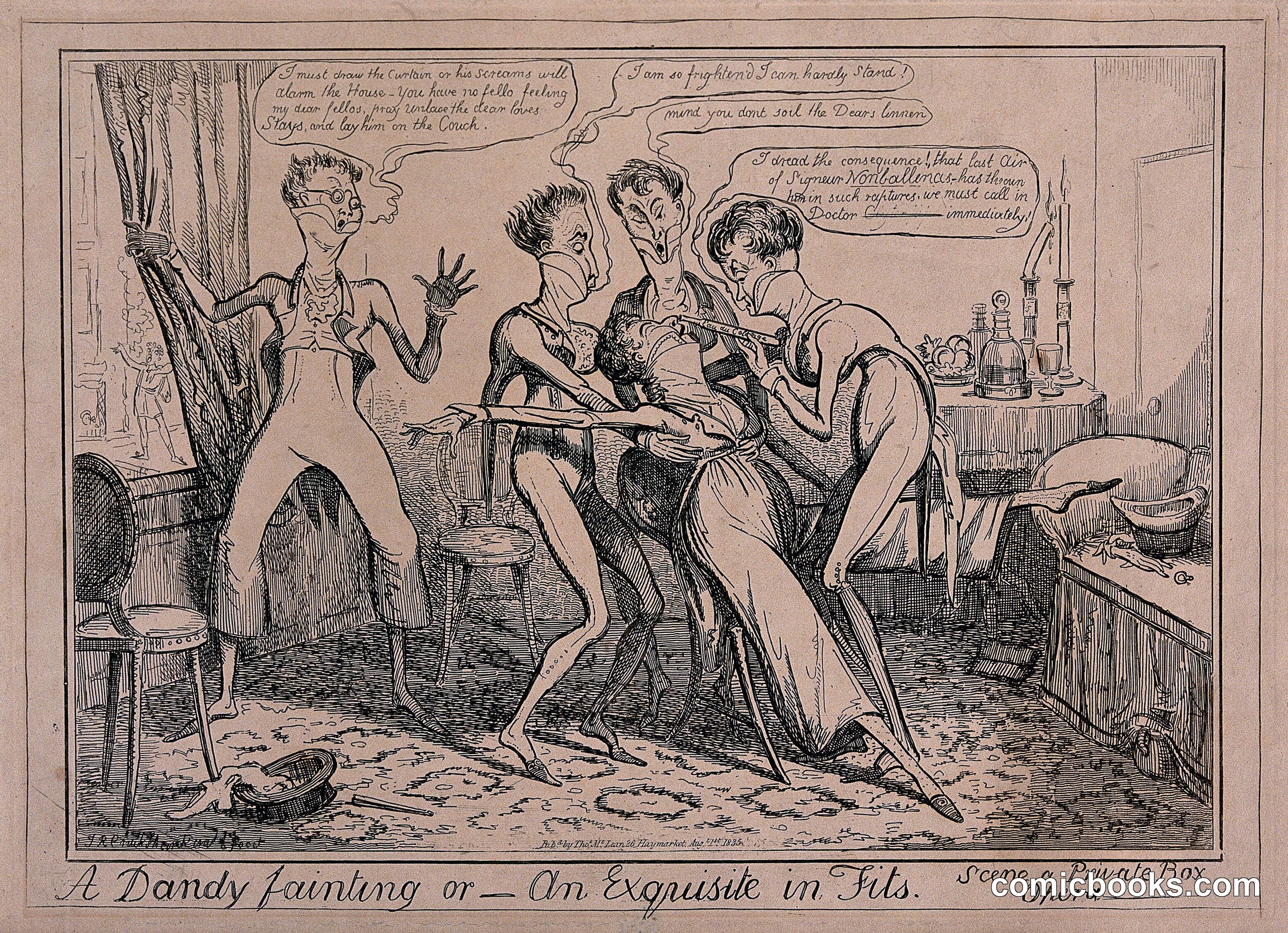 A Dandy Fainting or — An Exquisite in Fits