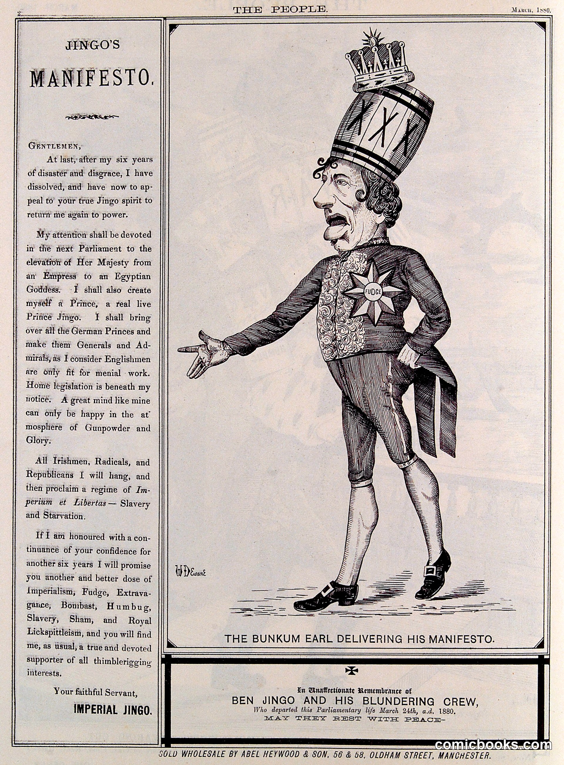 The Bunkum Earl Delivering His Manifesto