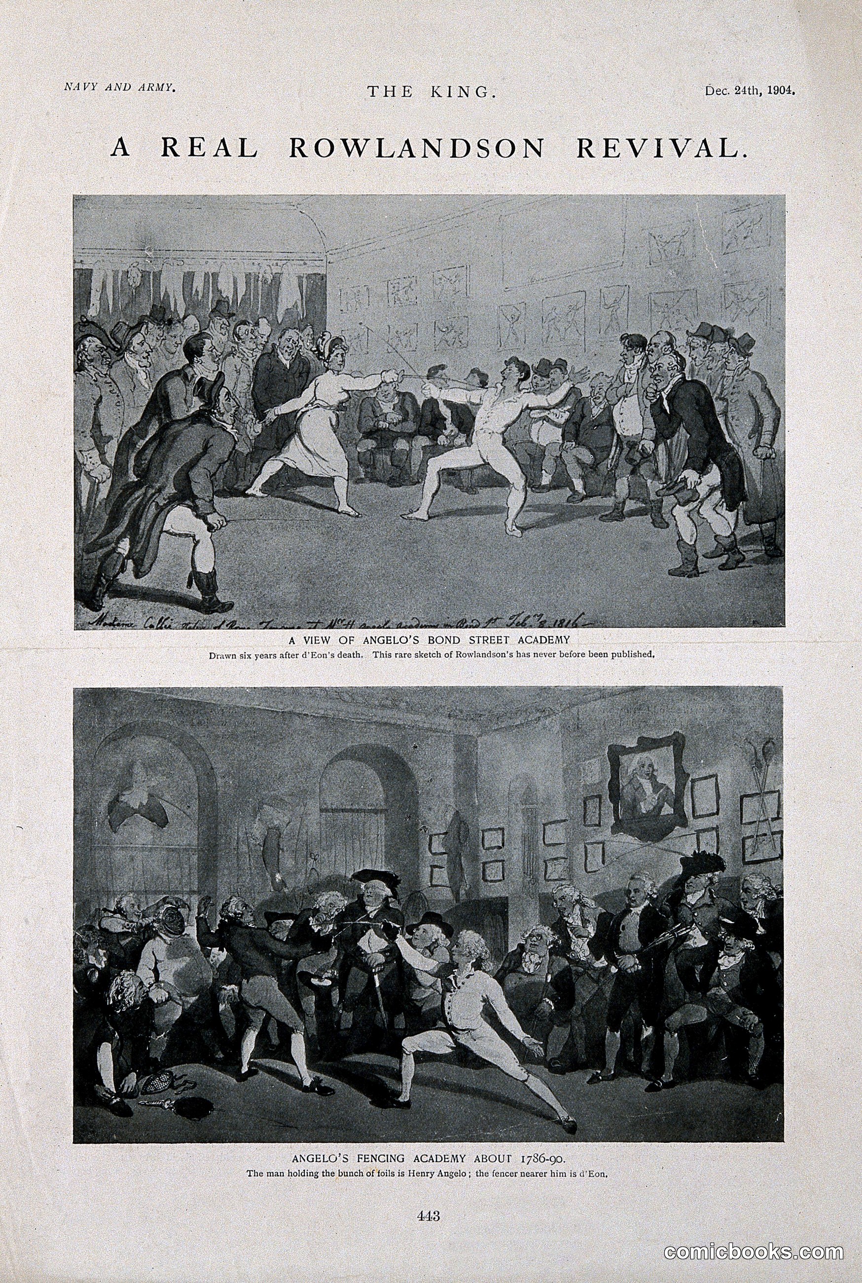 Two Scenes at Angelo's Fencing Academy, after Rowlandson