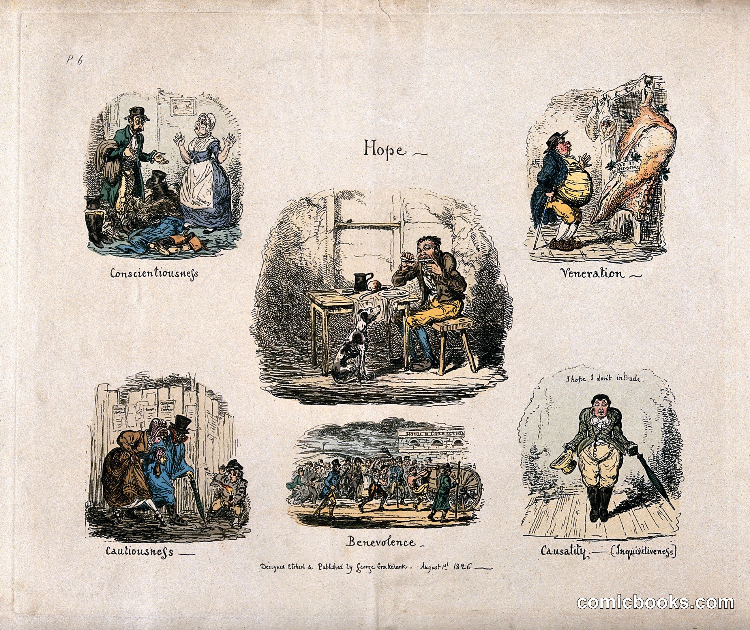 Six Vignettes Illustrating Phrenological Propensities