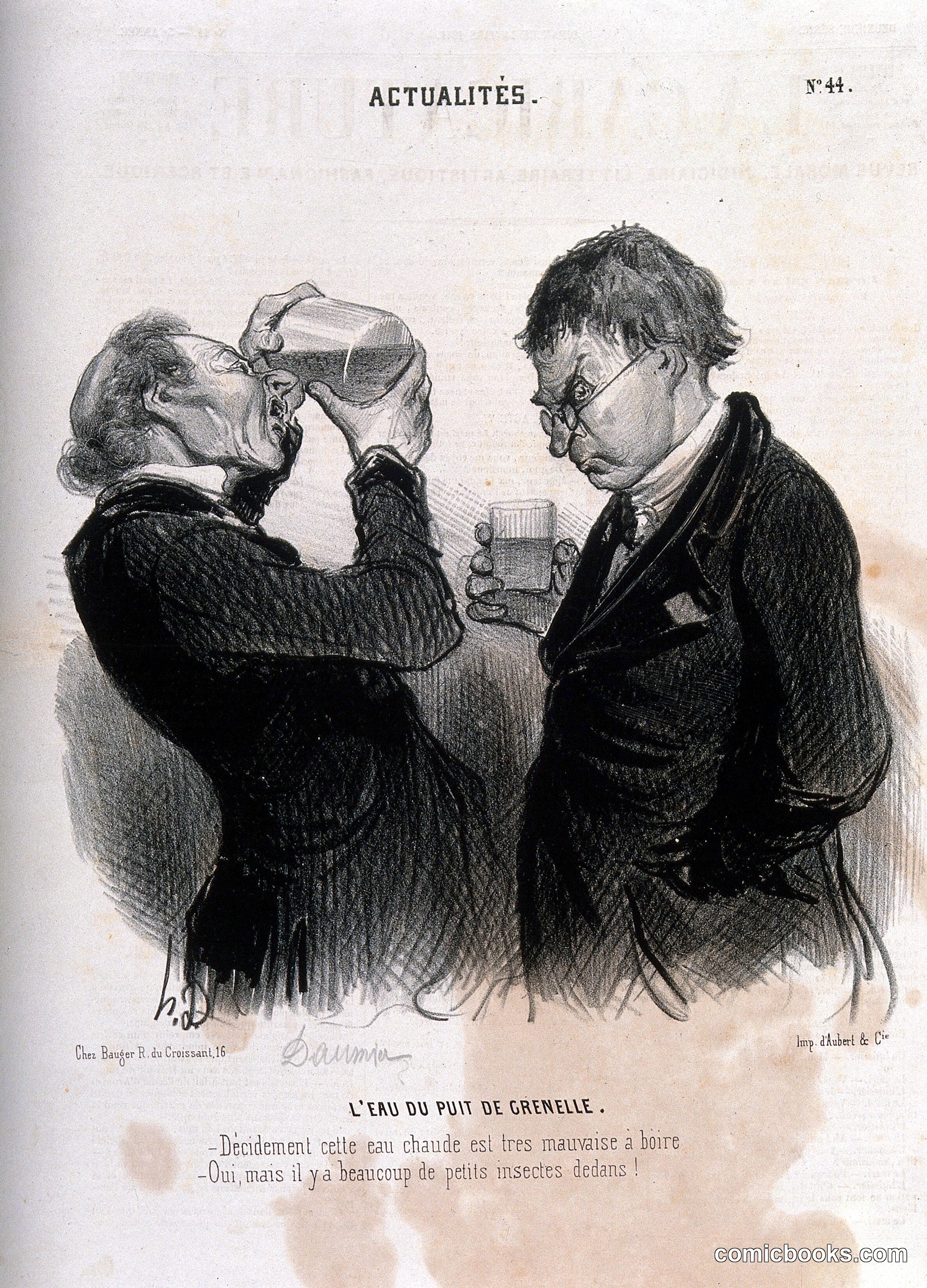 Two gentlemen inspect the water from the new Artesian well in Grenelle, just outside Paris