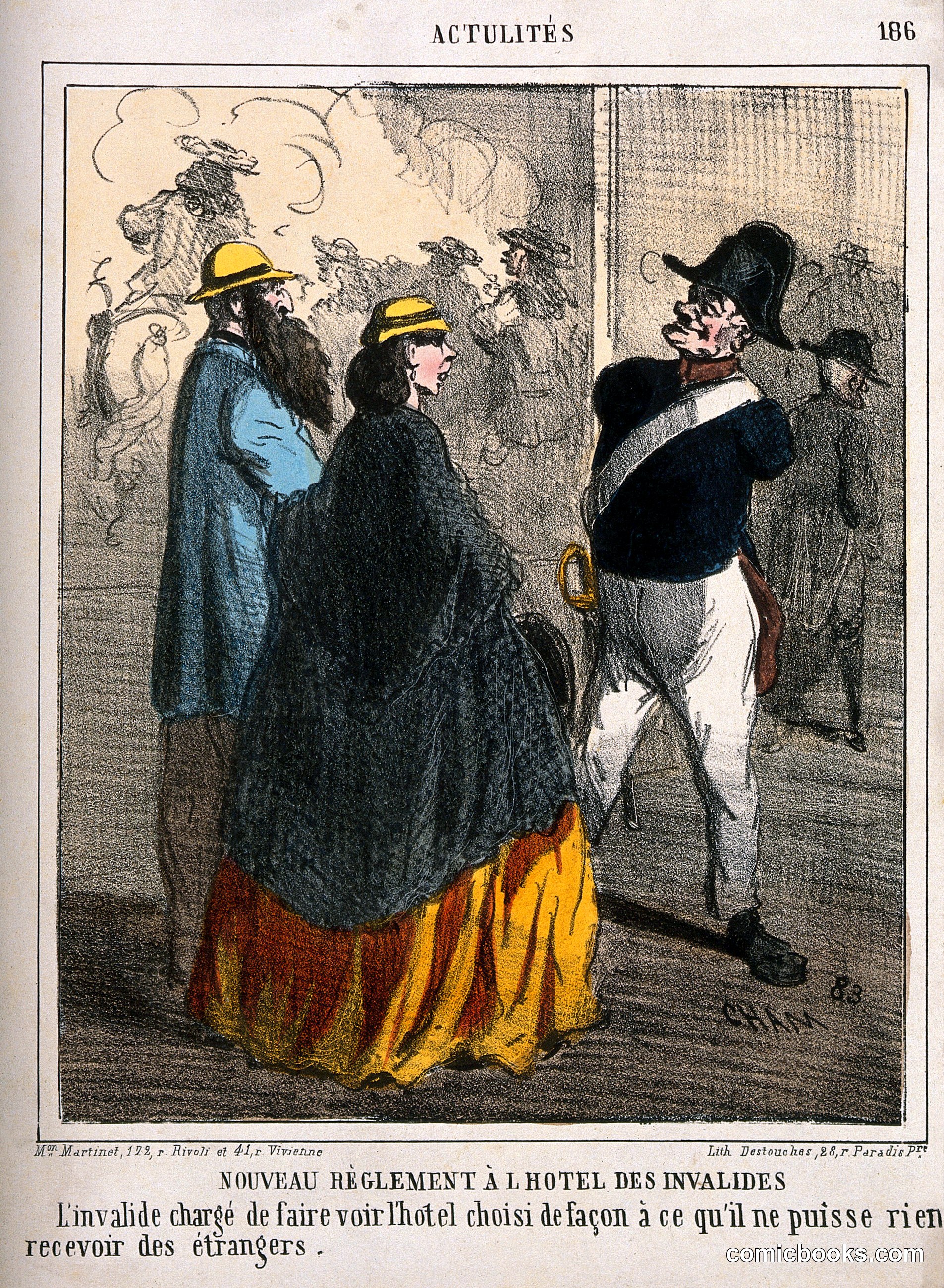 An armless veteran of the Hôtel des Invalides is hired as a guide for visitors, in order that he take no money from them