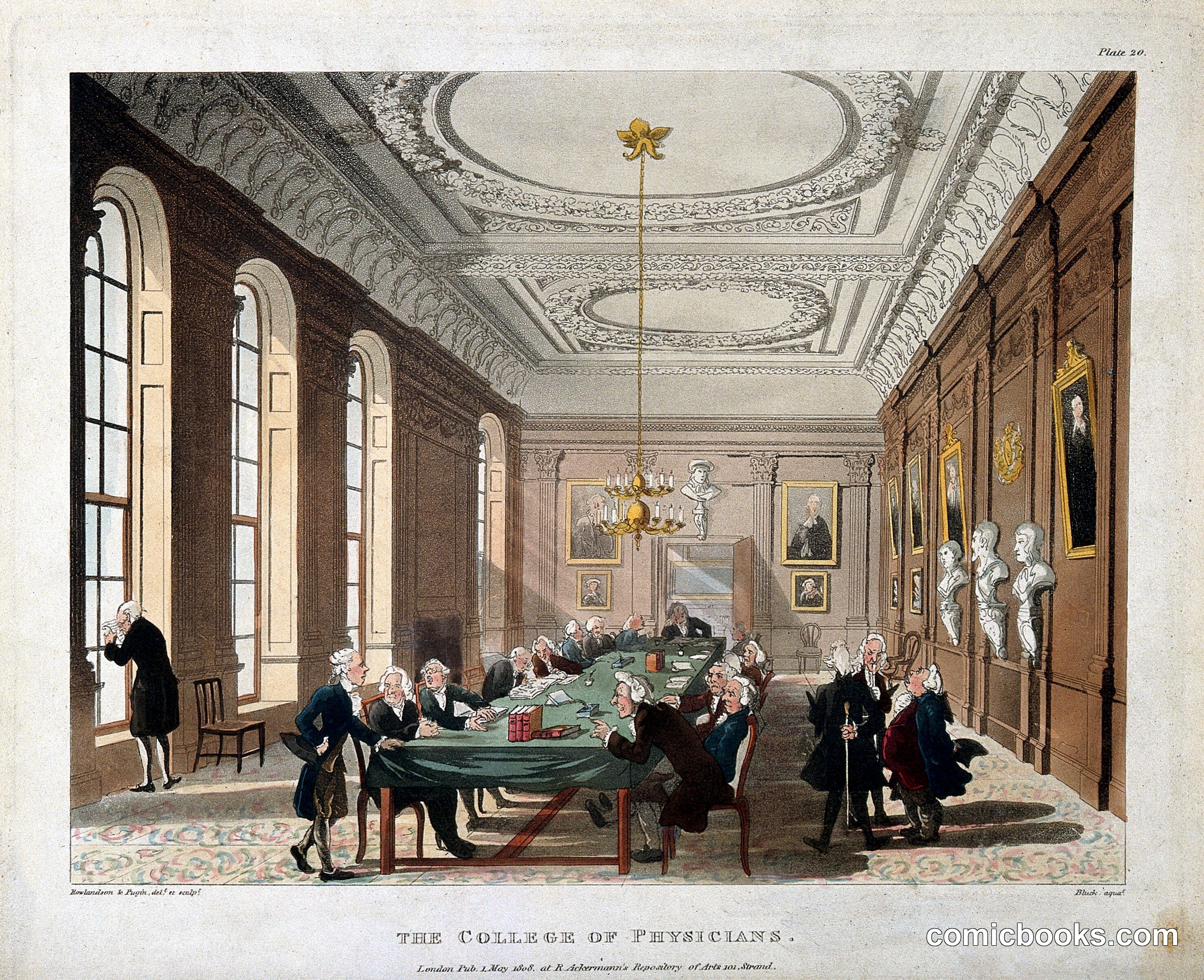 Royal College of Physicians, Warwick Lane, London: the Interior of the Hall During the Examination of a Candidate