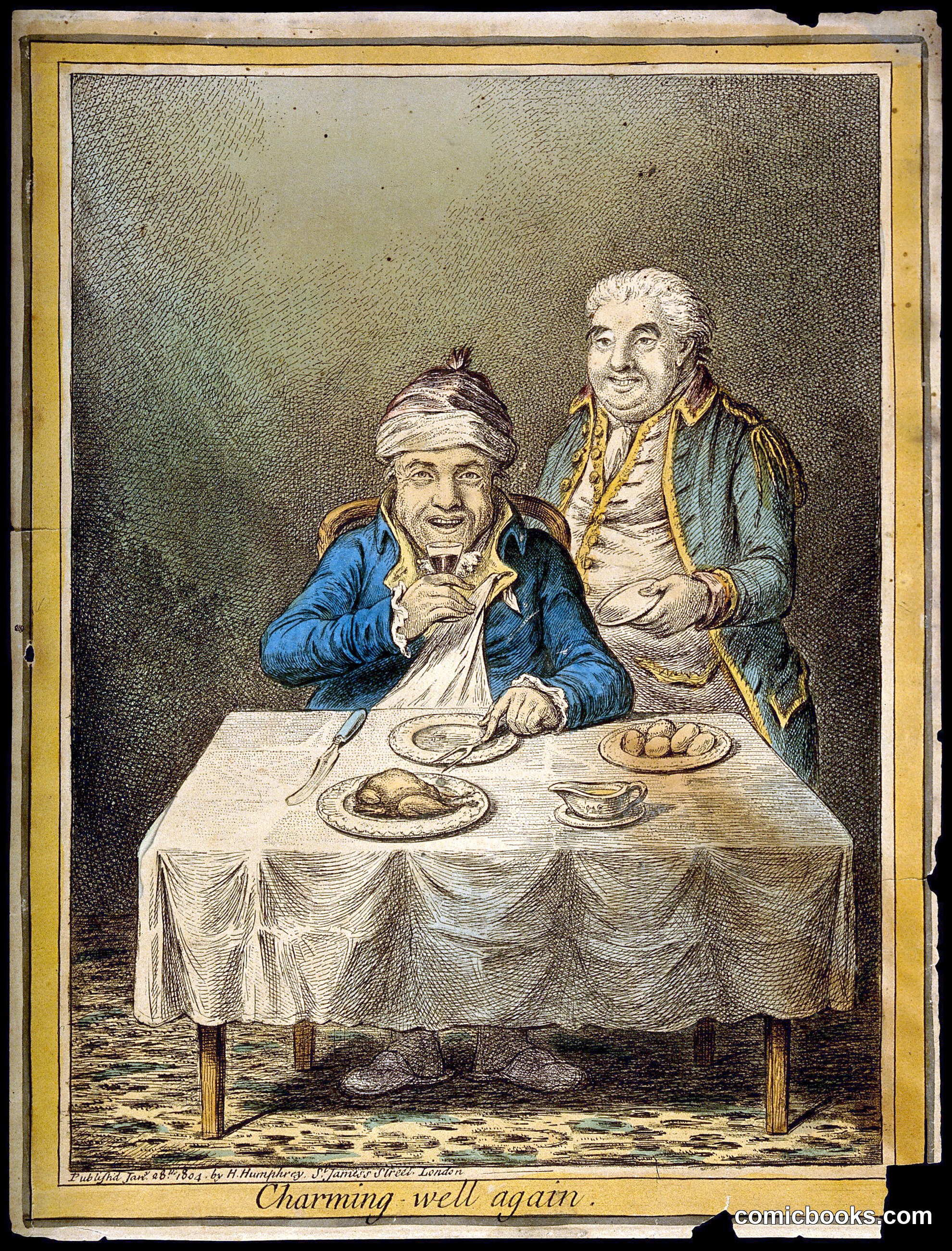 *Charming Well Again* — Coloured Etching after James Gillray, 1804