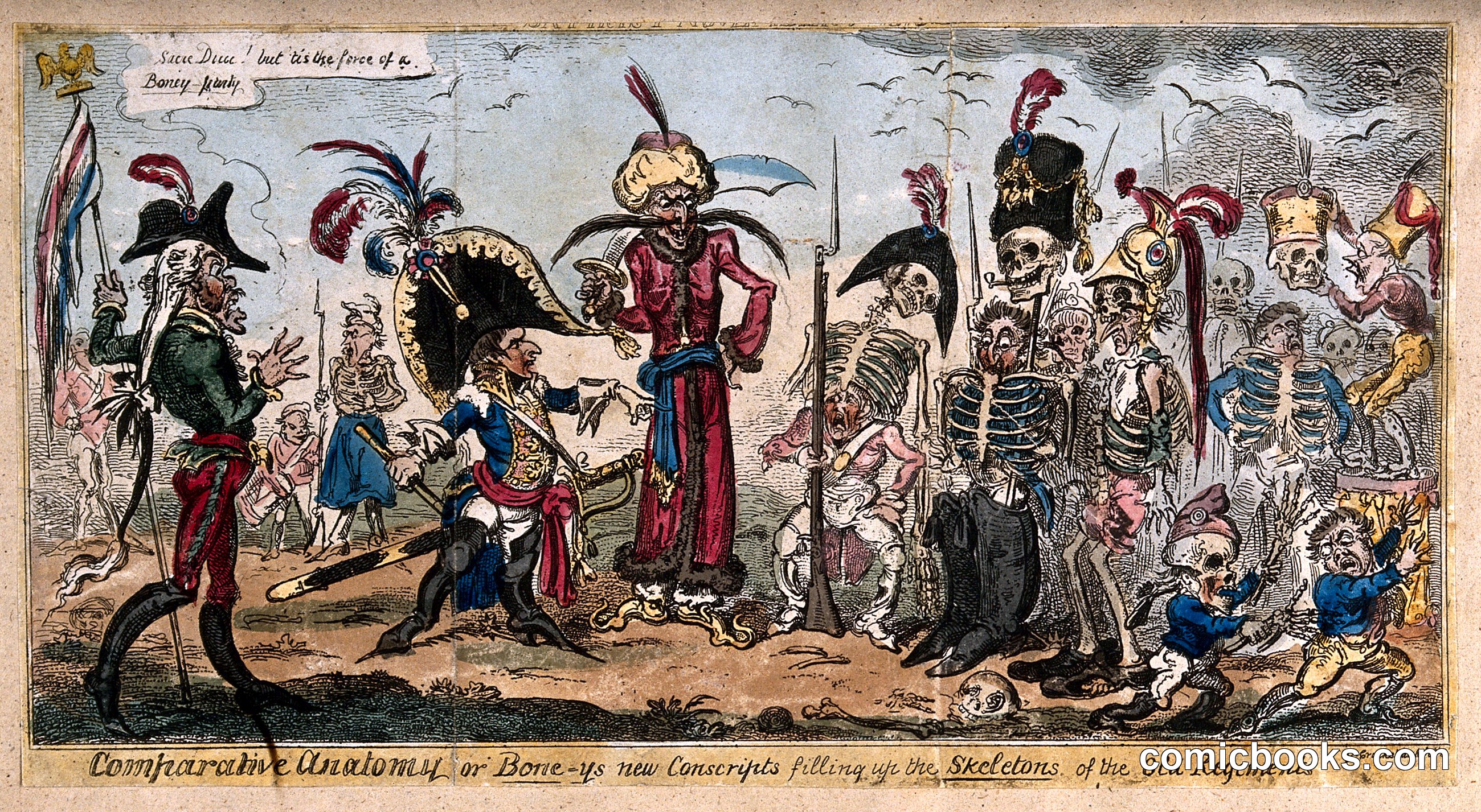 Comparative Anatomy, or Bone-us New Conscripts Filling Up the Skeletons of the Old Regiments