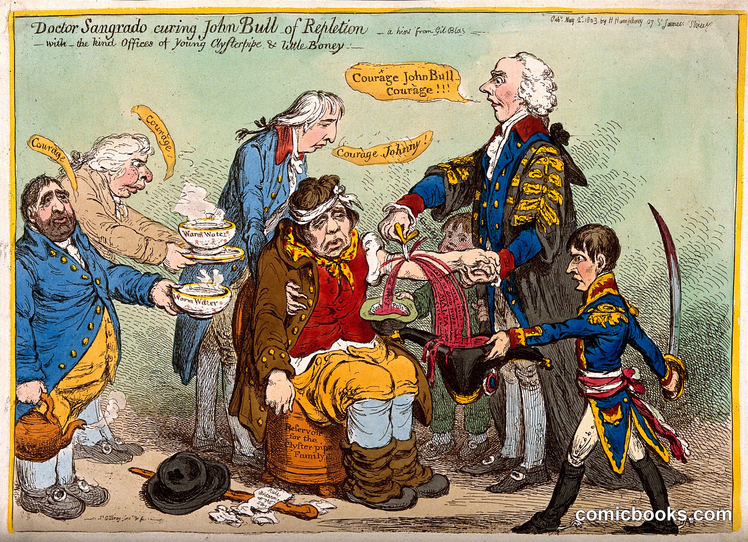 Doctor Sangrado Curing John Bull of Repletion