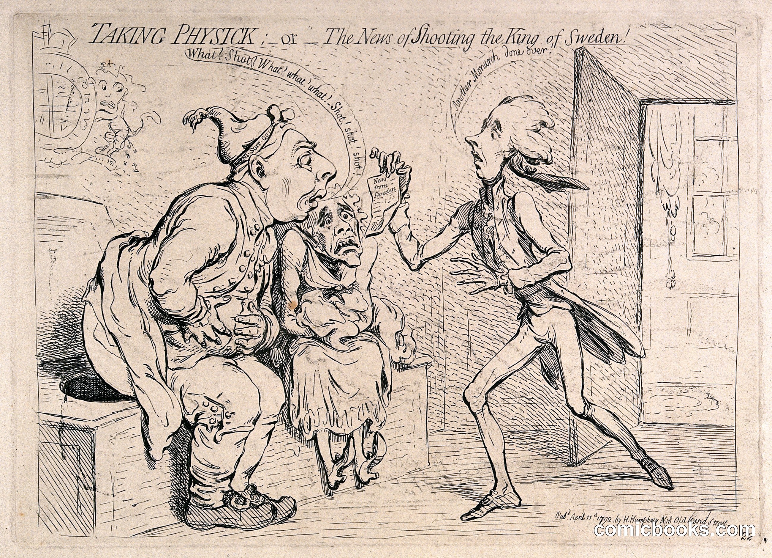 Taking Physick: or—The News of Shooting the King of Sweden