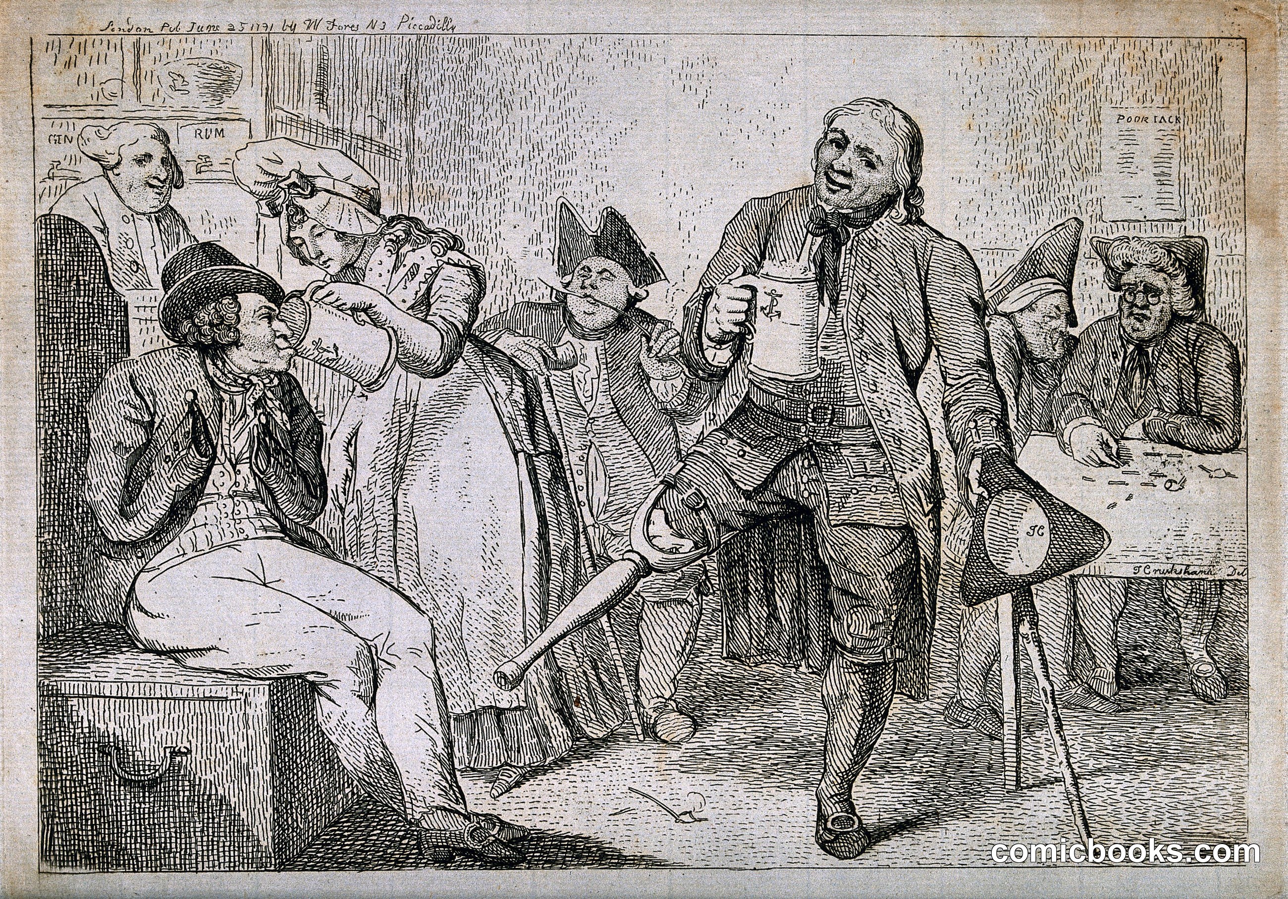 Disabled Veterans Carousing in a Tavern