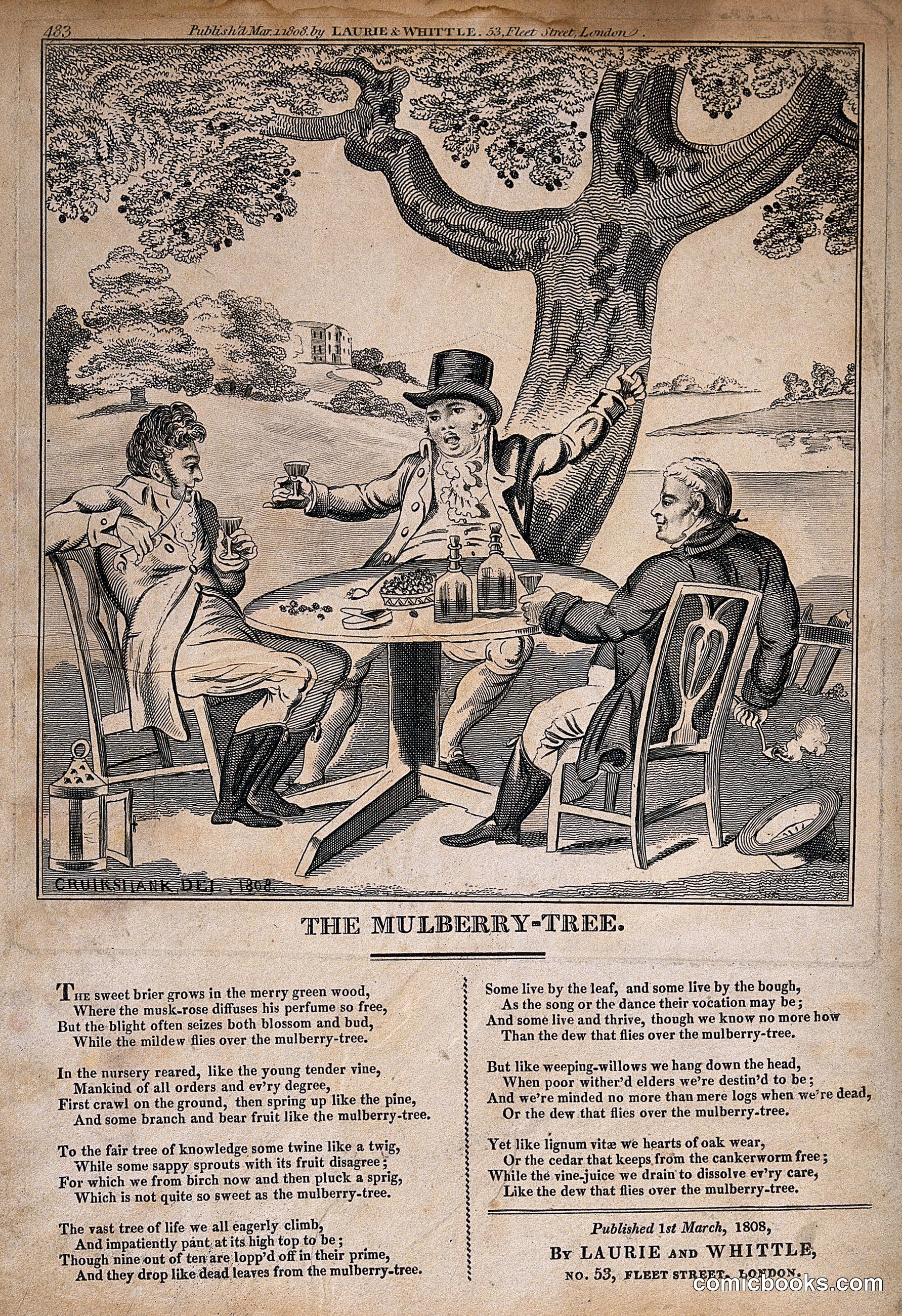 Three Men Carousing Beneath a Mulberry Tree
