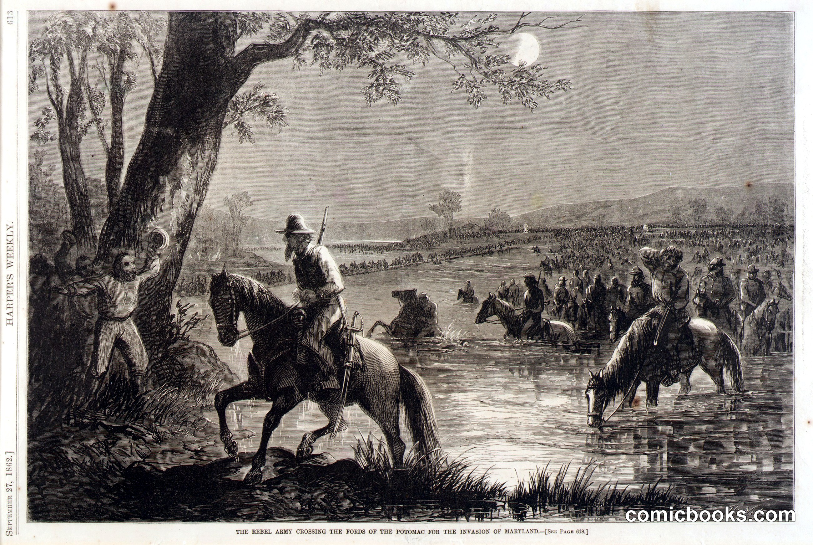 The Rebel Army Crossing the Fords of the Potomac for the Invasion of Maryland