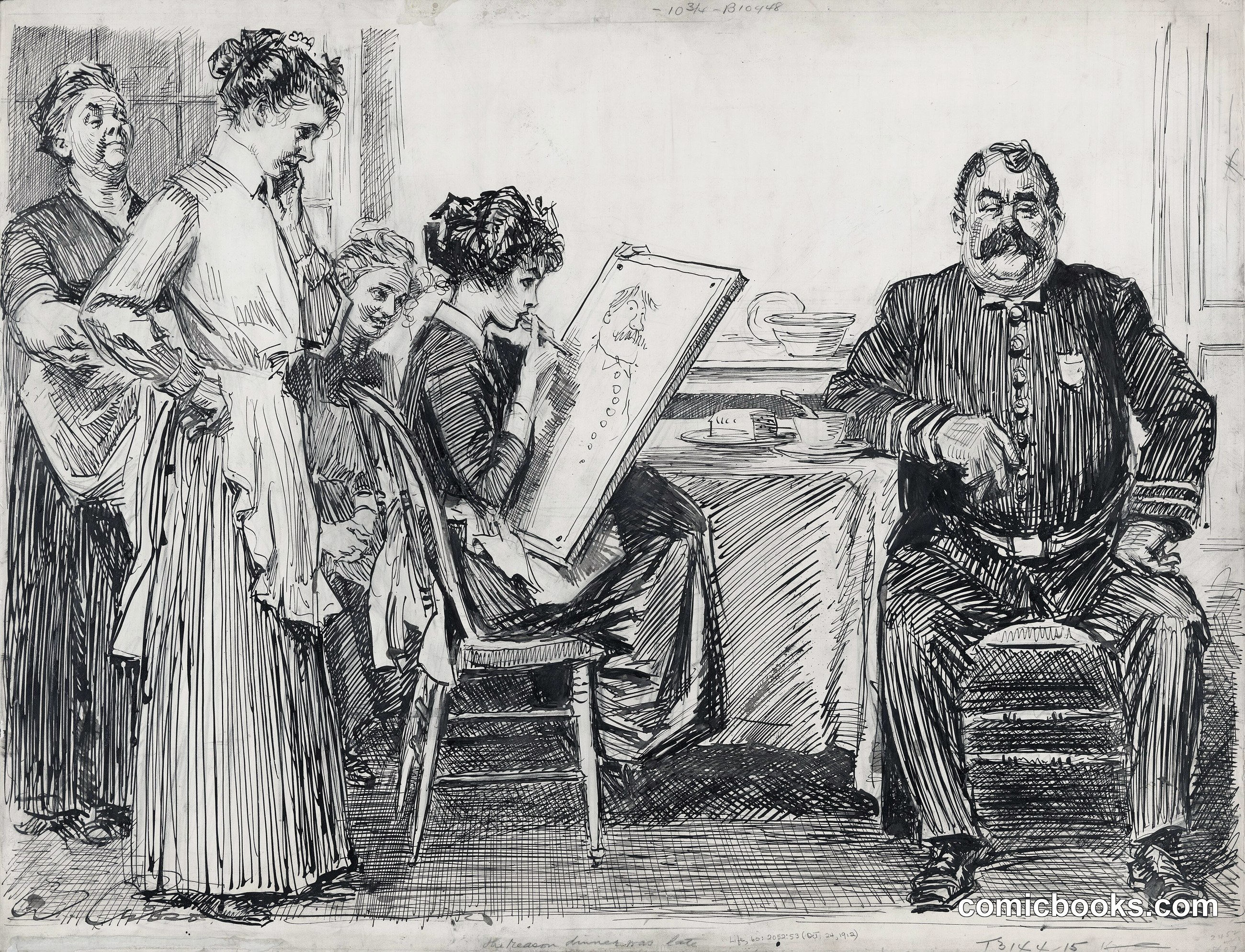 Charles Dana Gibson, *The Reason Dinner Was Late*, 1912