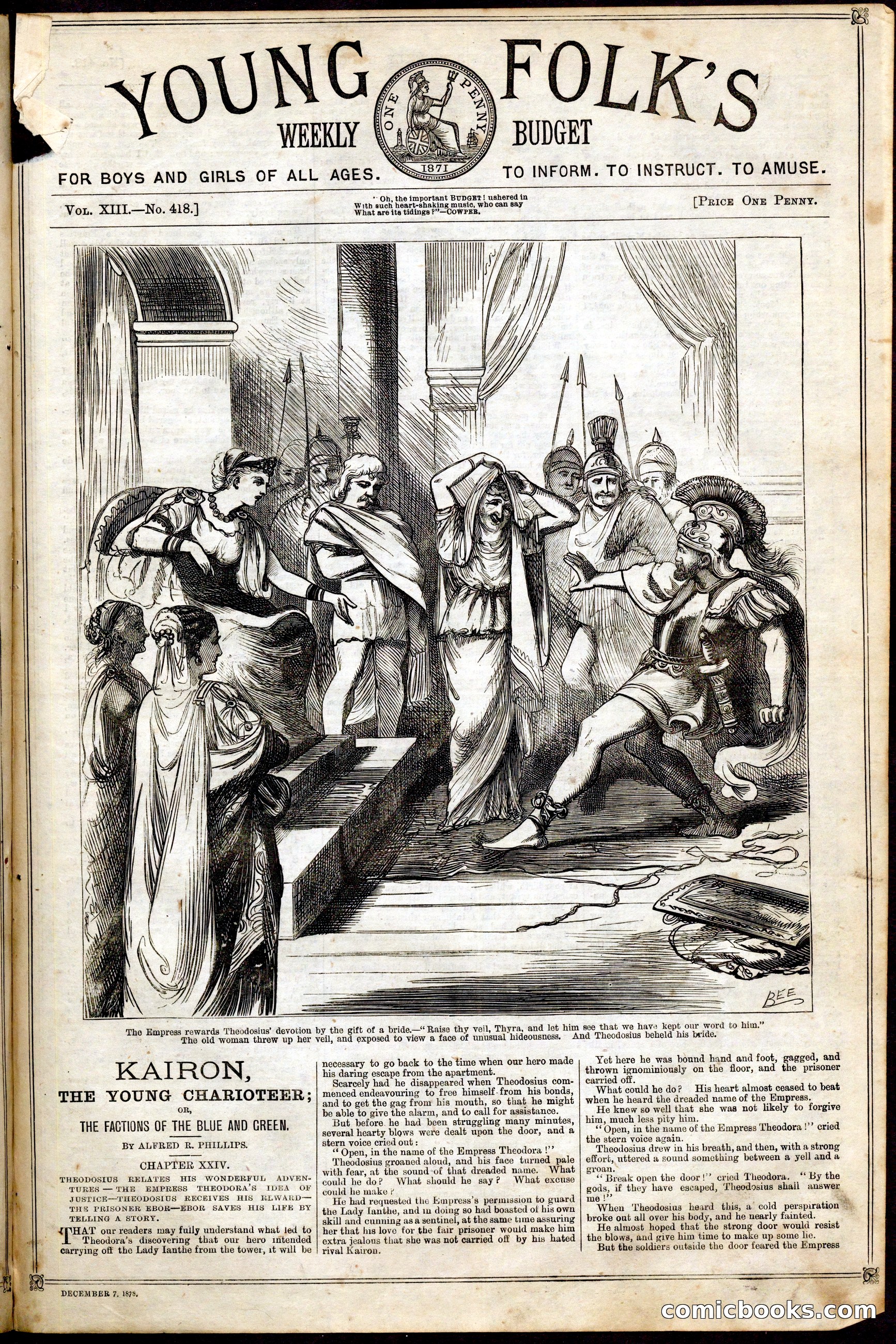 Young Folk's Weekly Budget: 'Kairon, the Young Charioteer'
