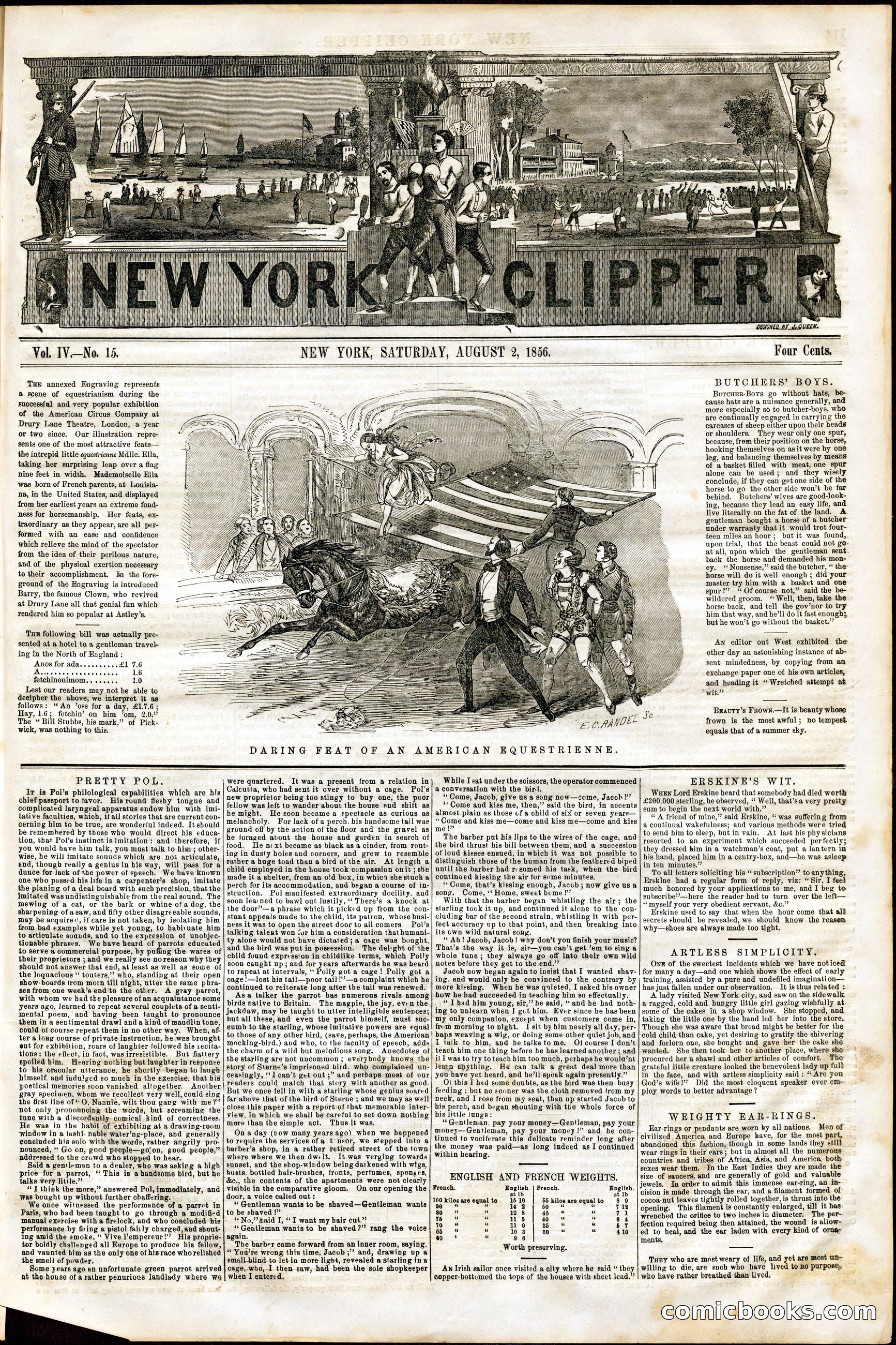 New York Clipper, Volume IV, No. 15