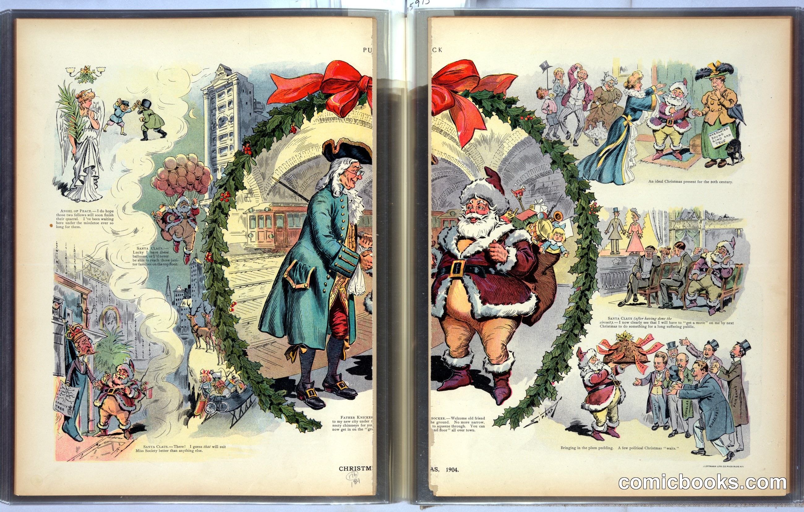 Father Knickerbocker Welcomes Santa Claus to the New York Underground, 1904