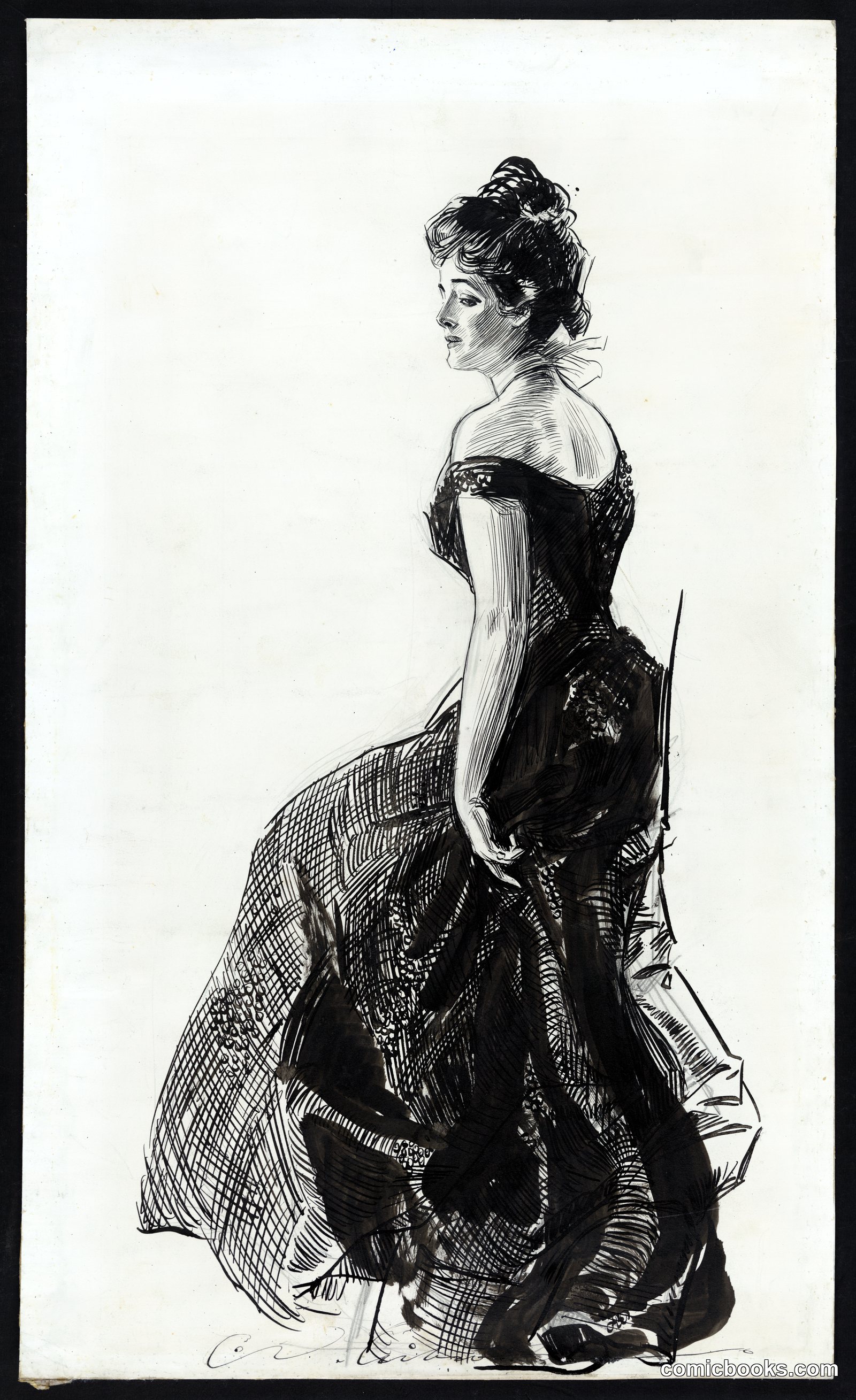 Woman in Black Evening Dress