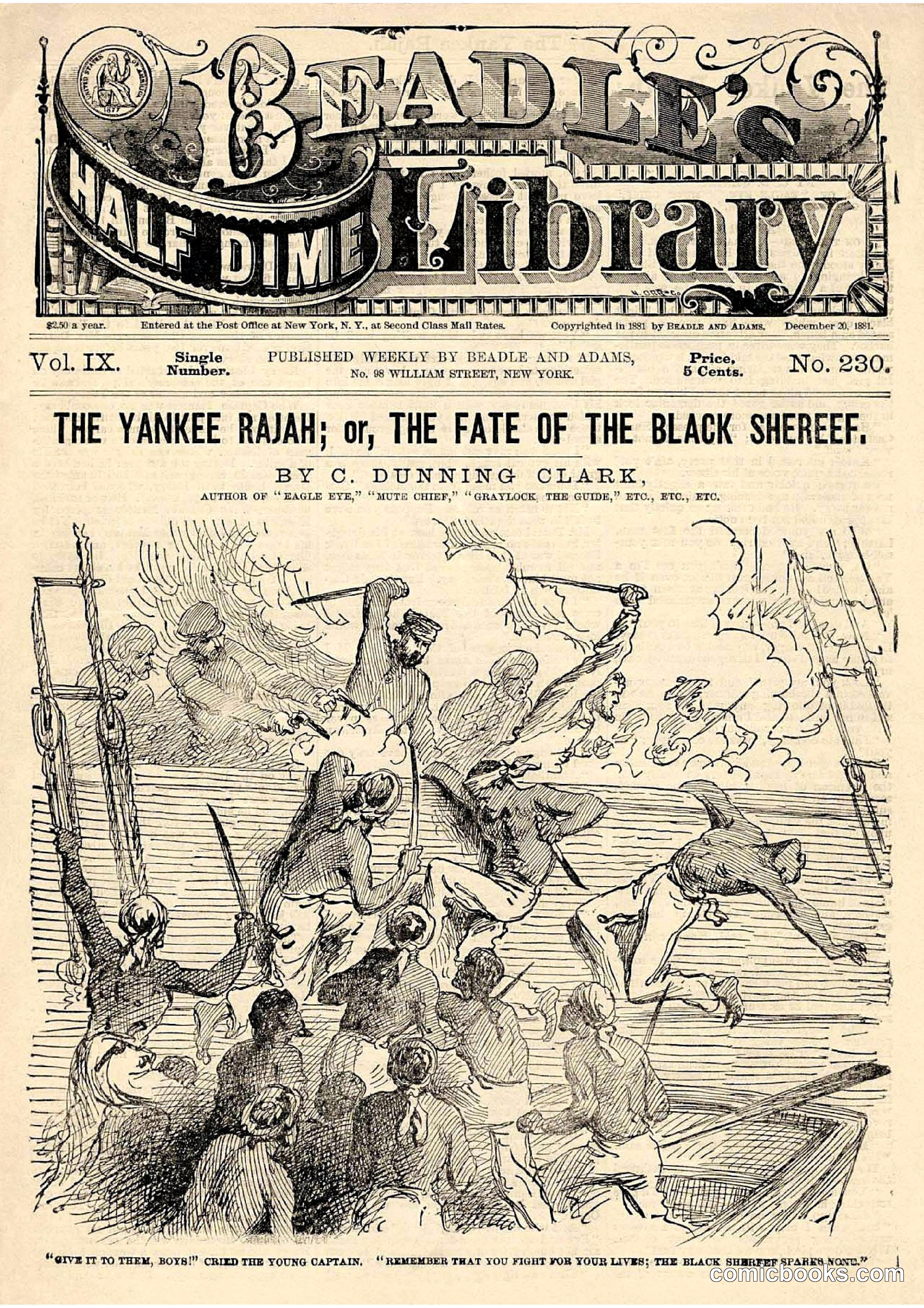 Beadle's Half Dime Library Vol. IX, No. 230: The Yankee Rajah; or, The Fate of the Black Shereef
