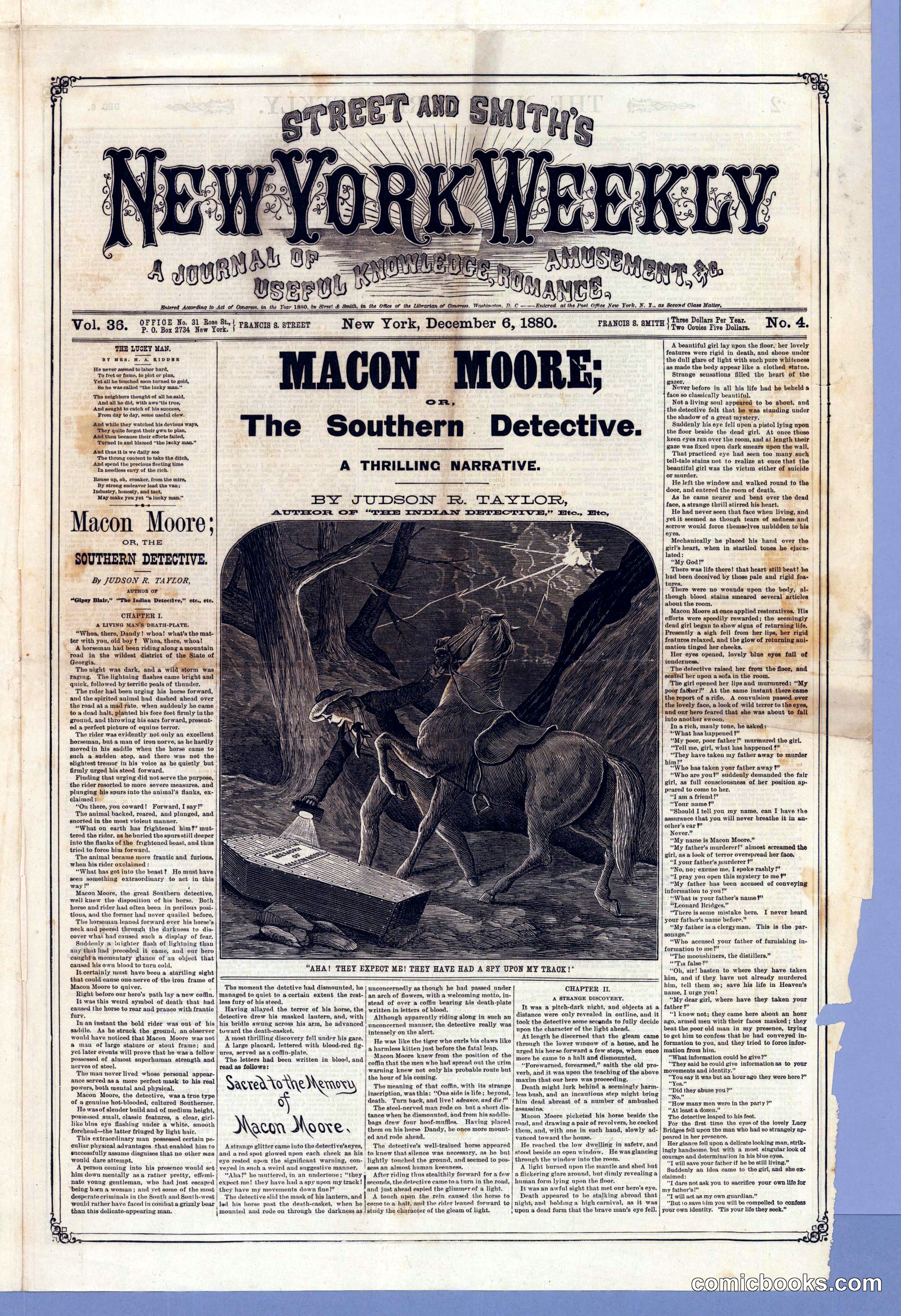 Street and Smith's New York Weekly: Macon Moore; or, The Southern Detective
