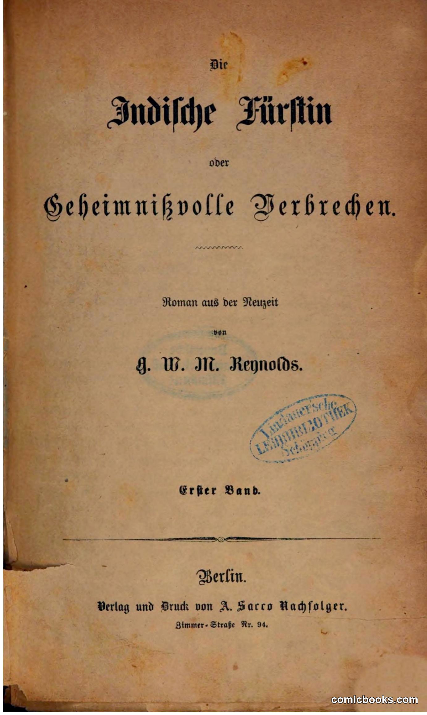 Die Indische Fürstin oder Geheimnissvolle Verbrechen