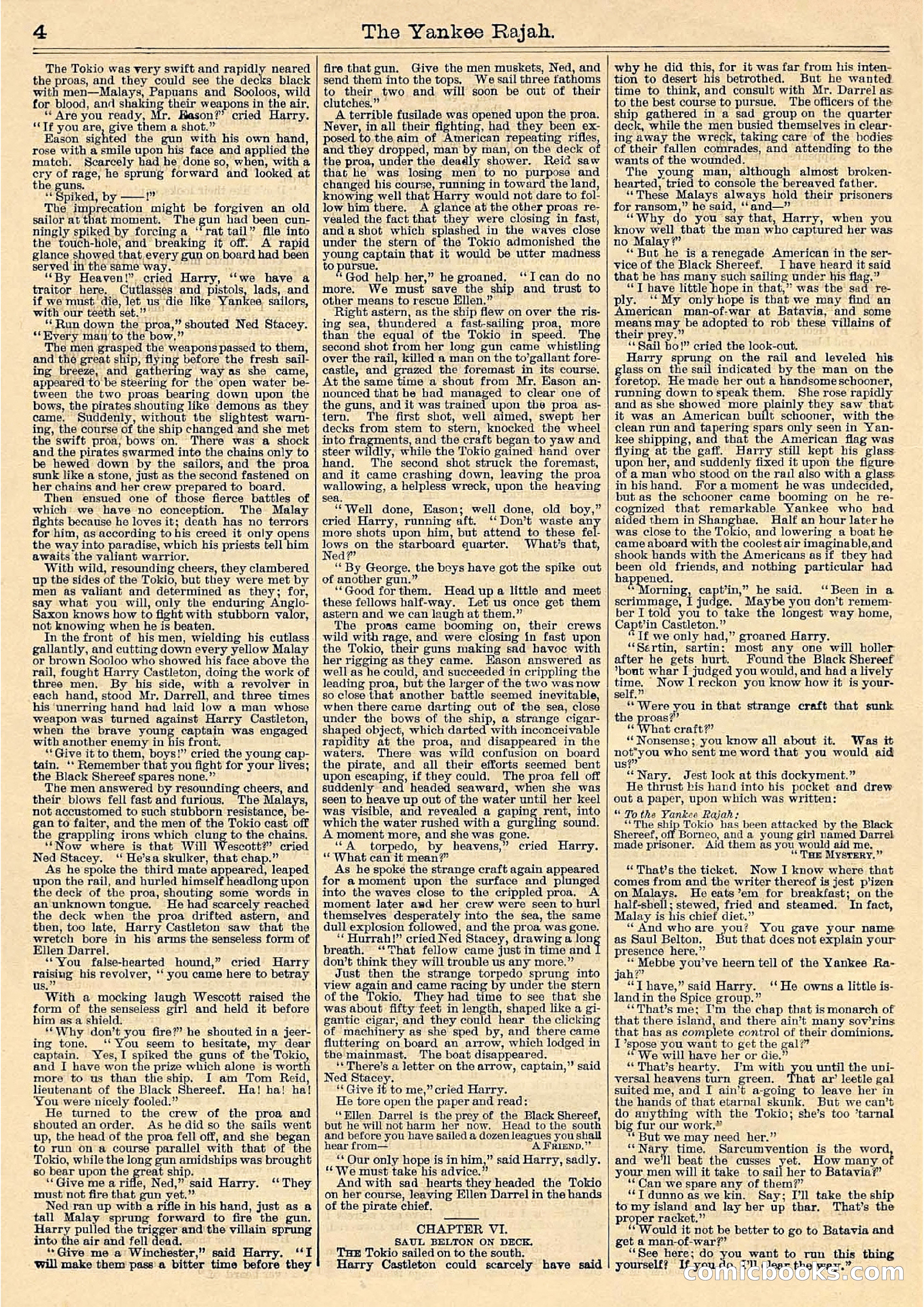 Beadle's Half Dime Library Vol. IX, No. 230: The Yankee Rajah; or, The Fate of the Black Shereef — page 4 of 16
