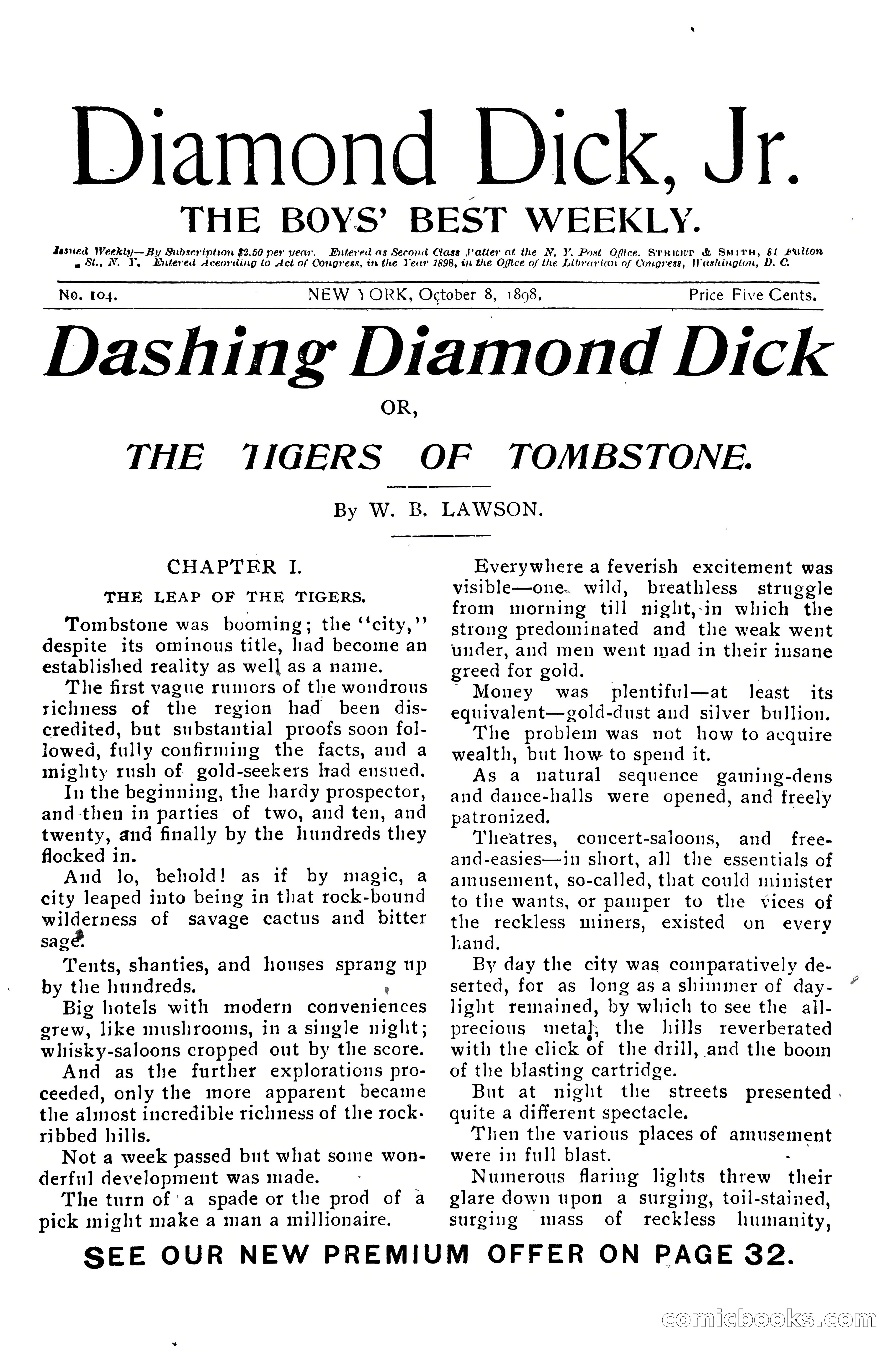 Dashing Diamond Dick, or, The Tigers of Tombstone — page 5 of 38