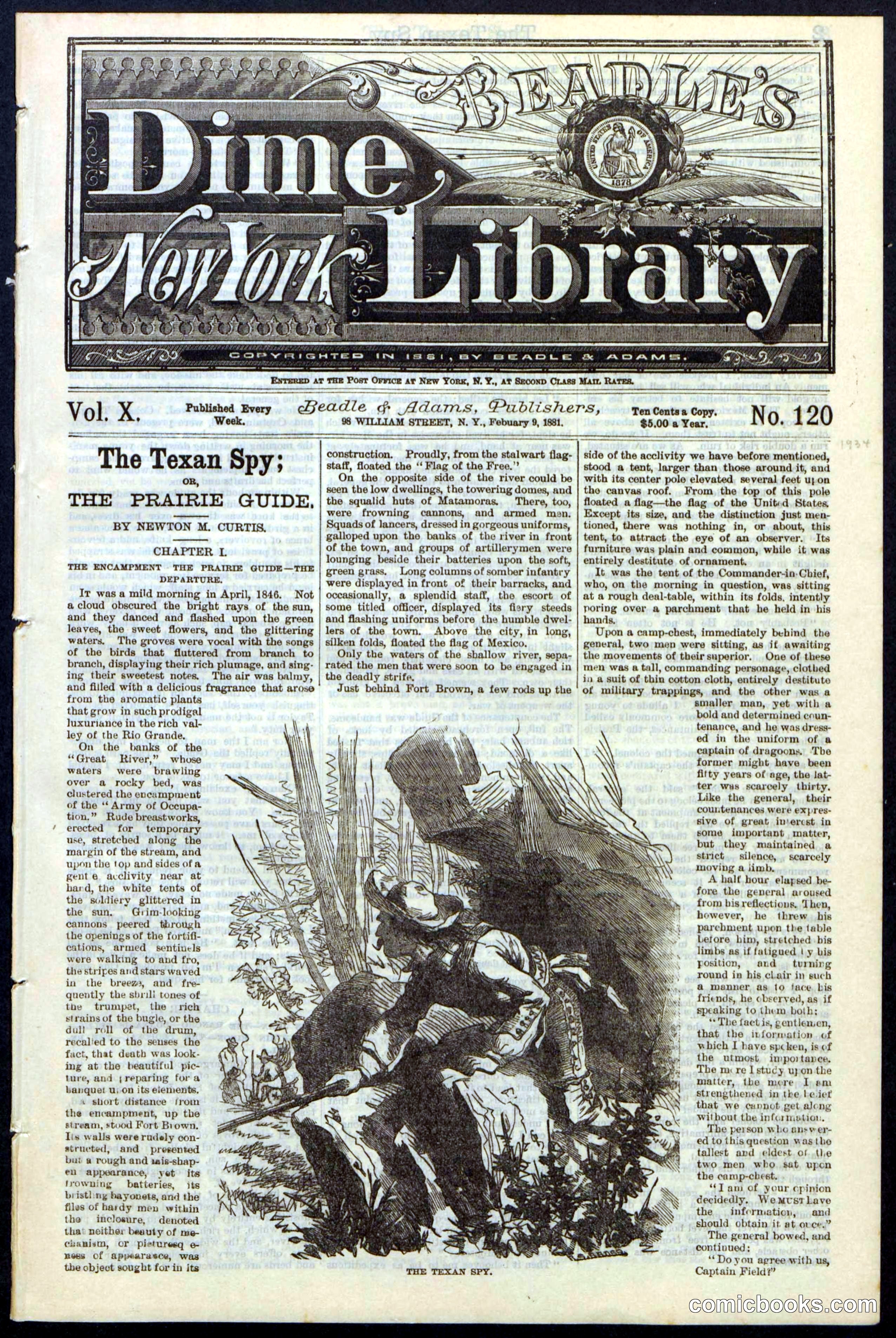 Beadle's Dime Library No. 120: The Texan Spy