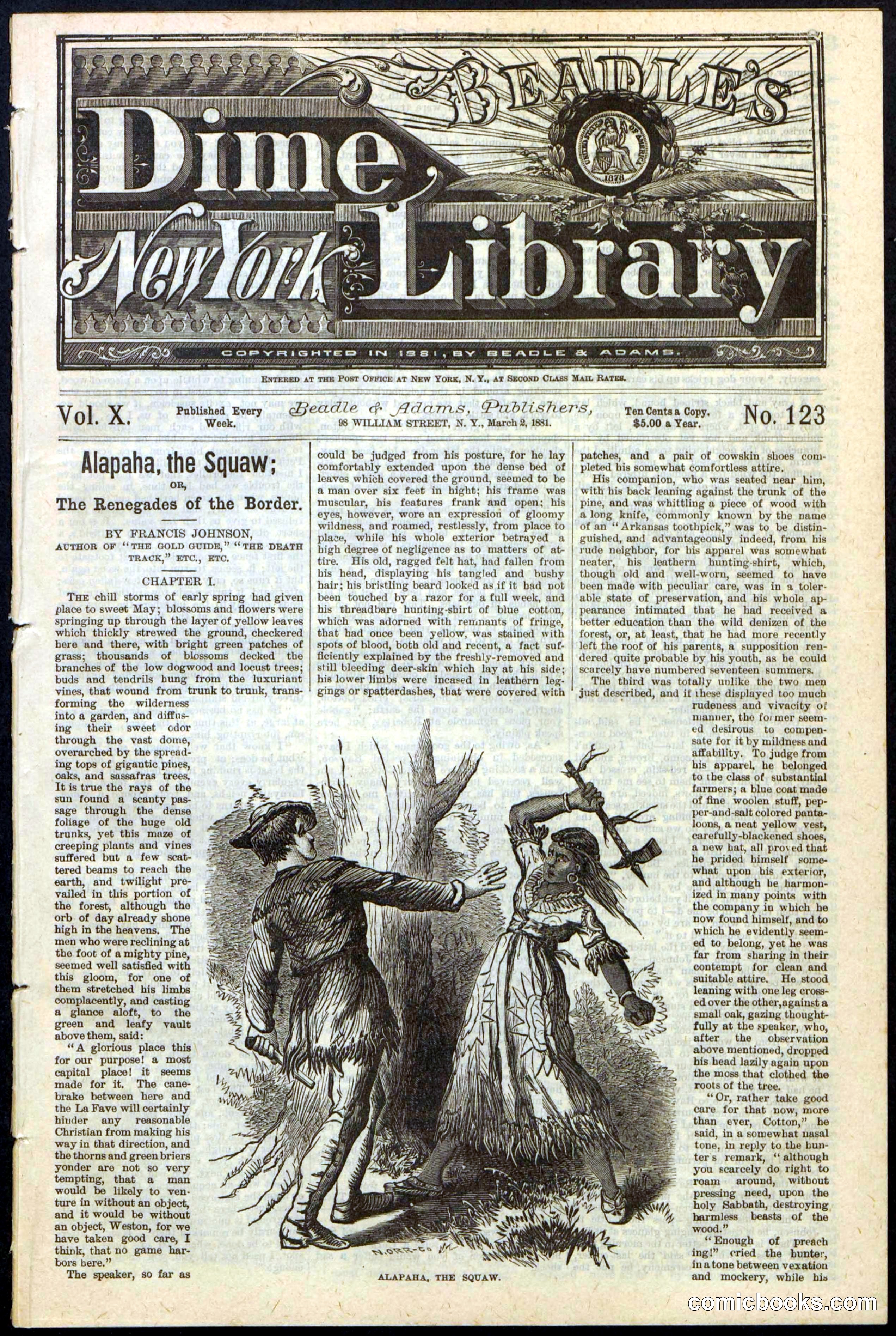 Beadle's New York Dime Library No. 123