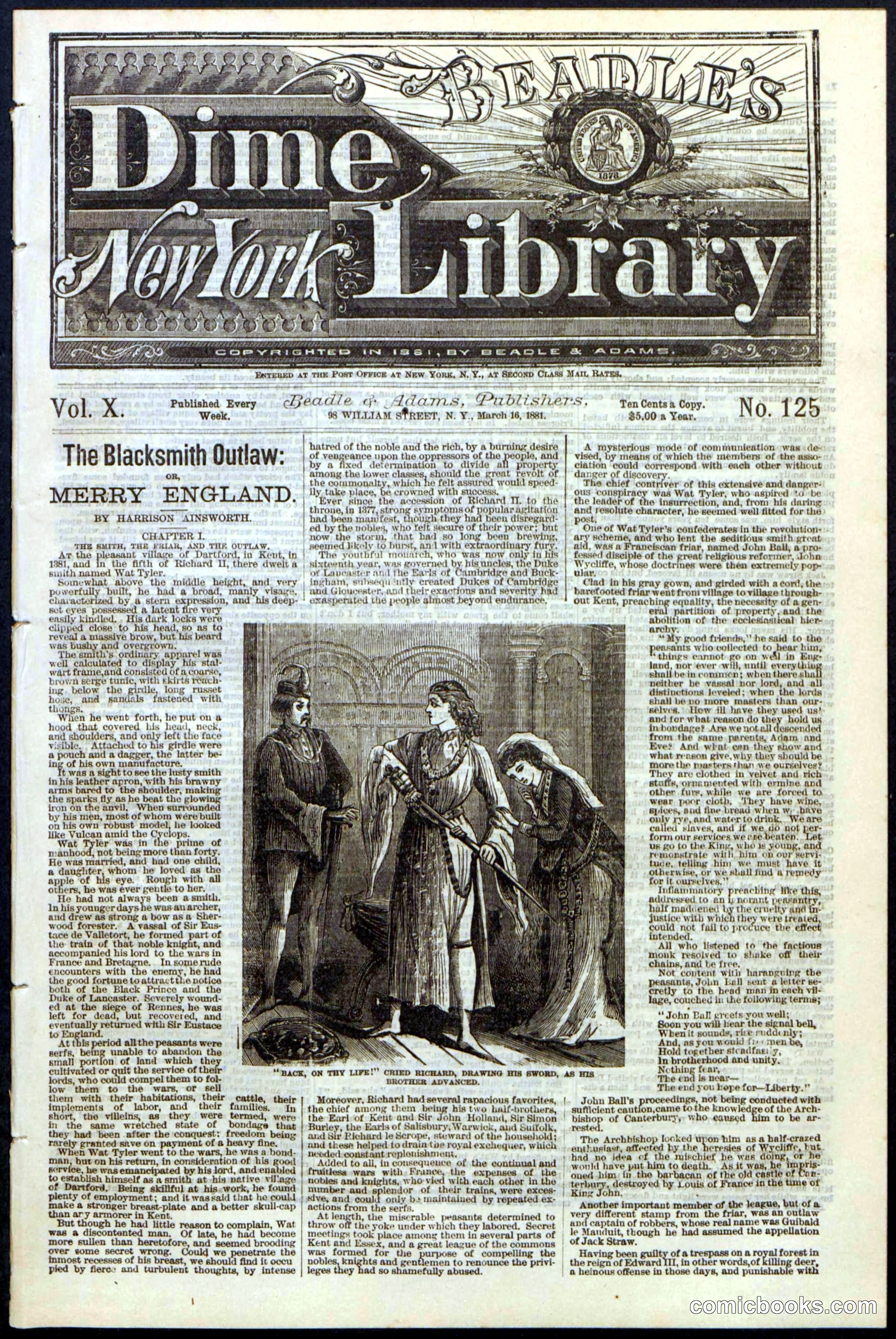 Beadle's New York Dime Library No. 125