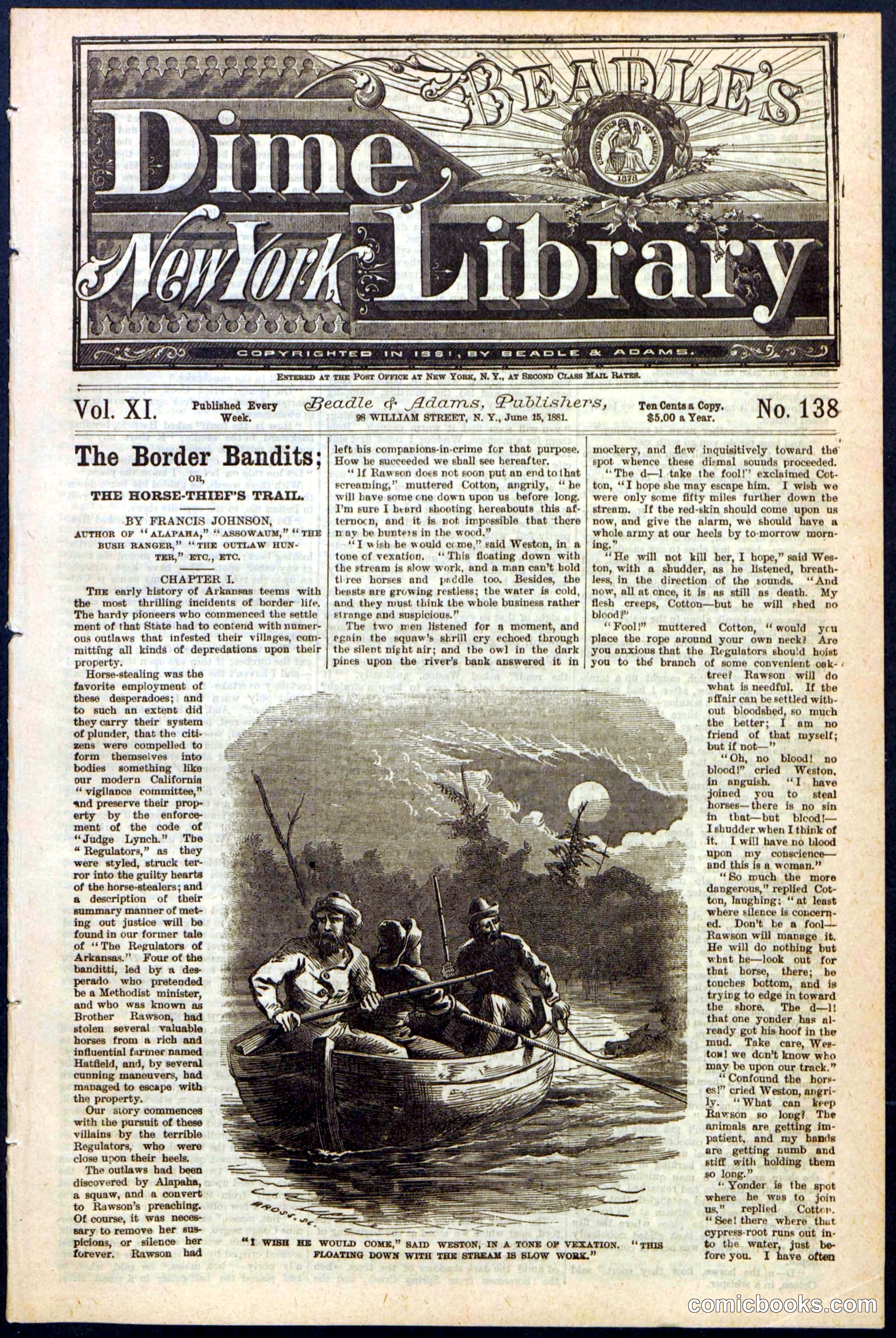 Beadle's New York Dime Library, No. 138
