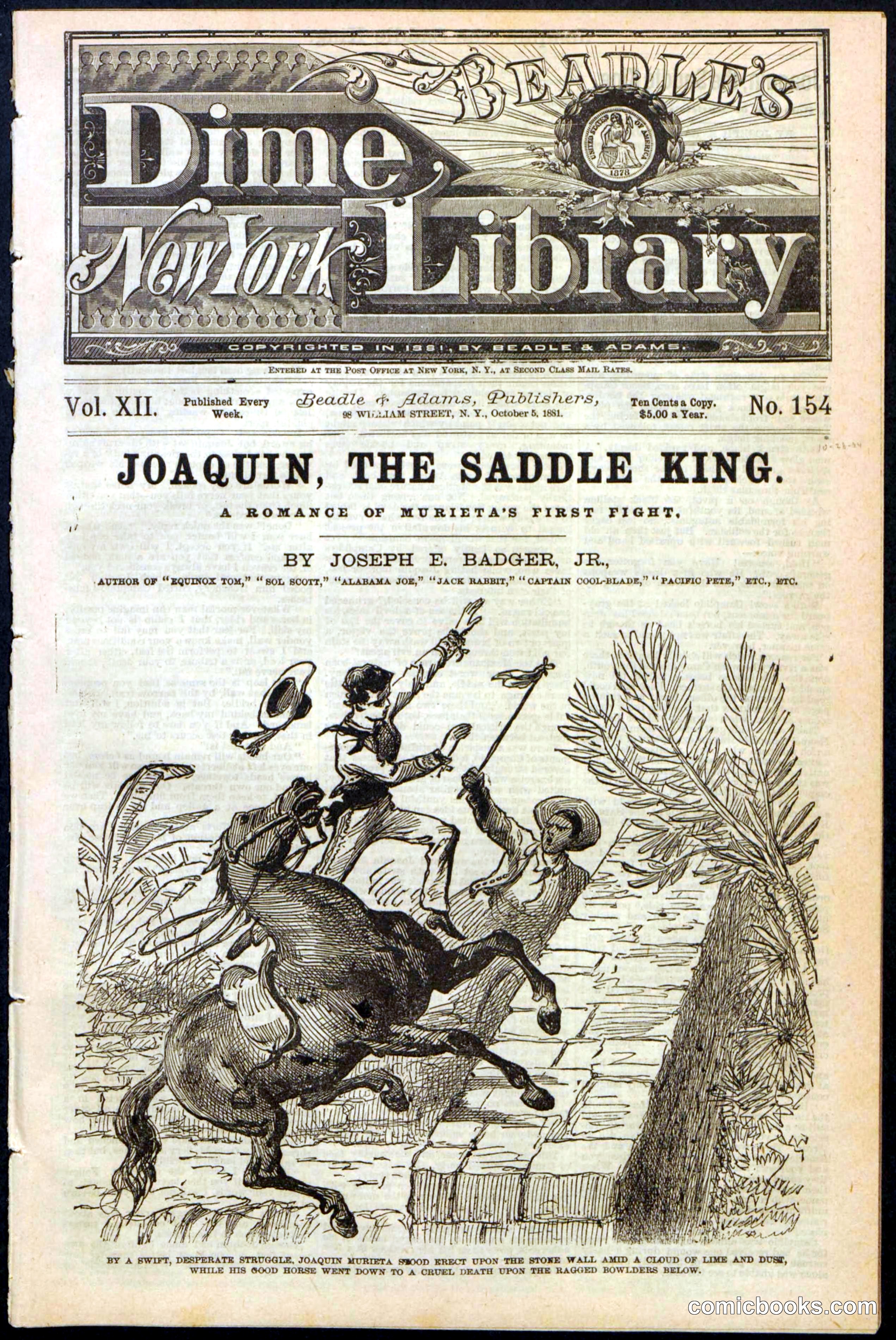Beadle's New York Dime Library No. 154