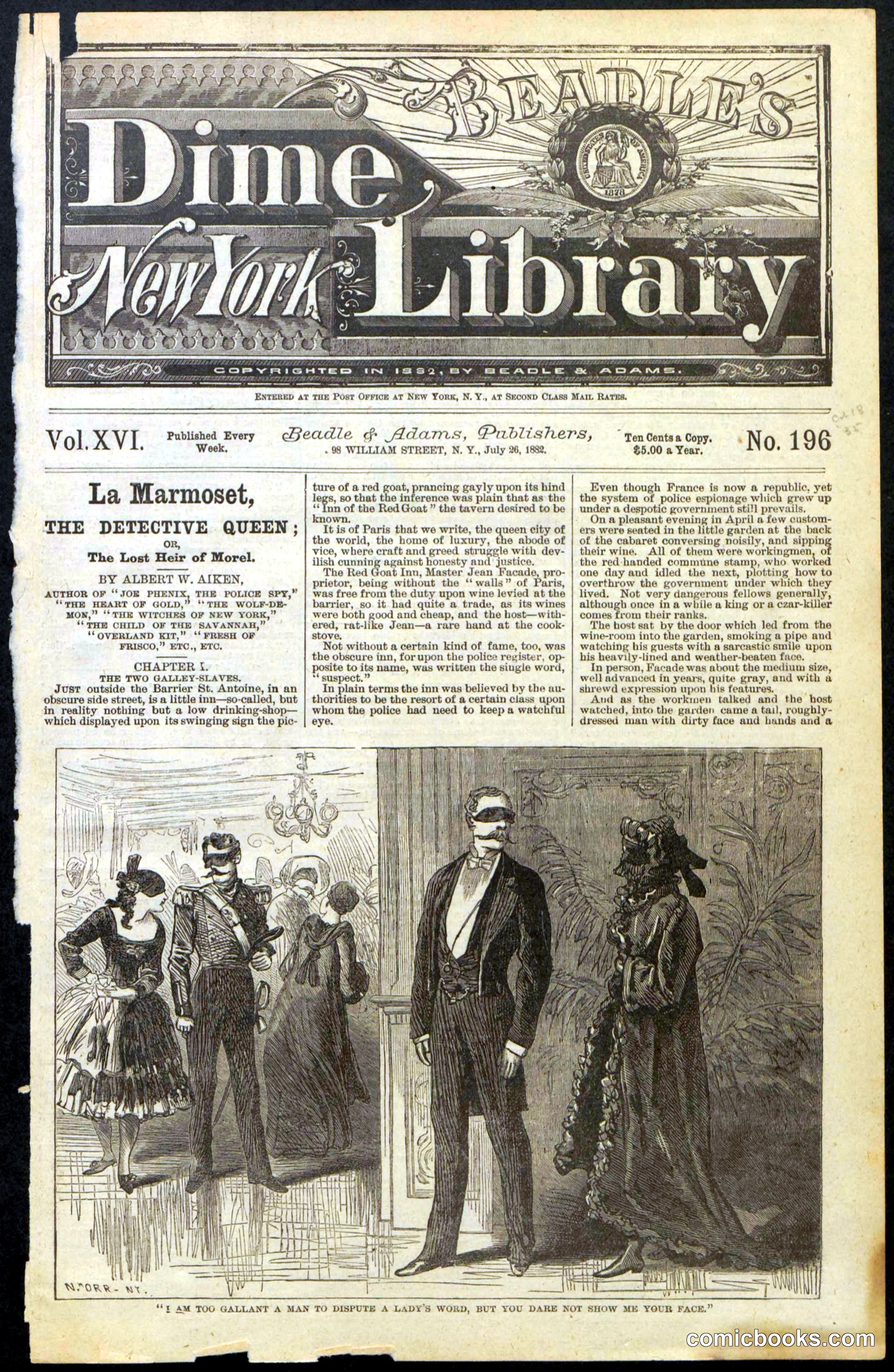 Beadle's New York Dime Library, No. 196