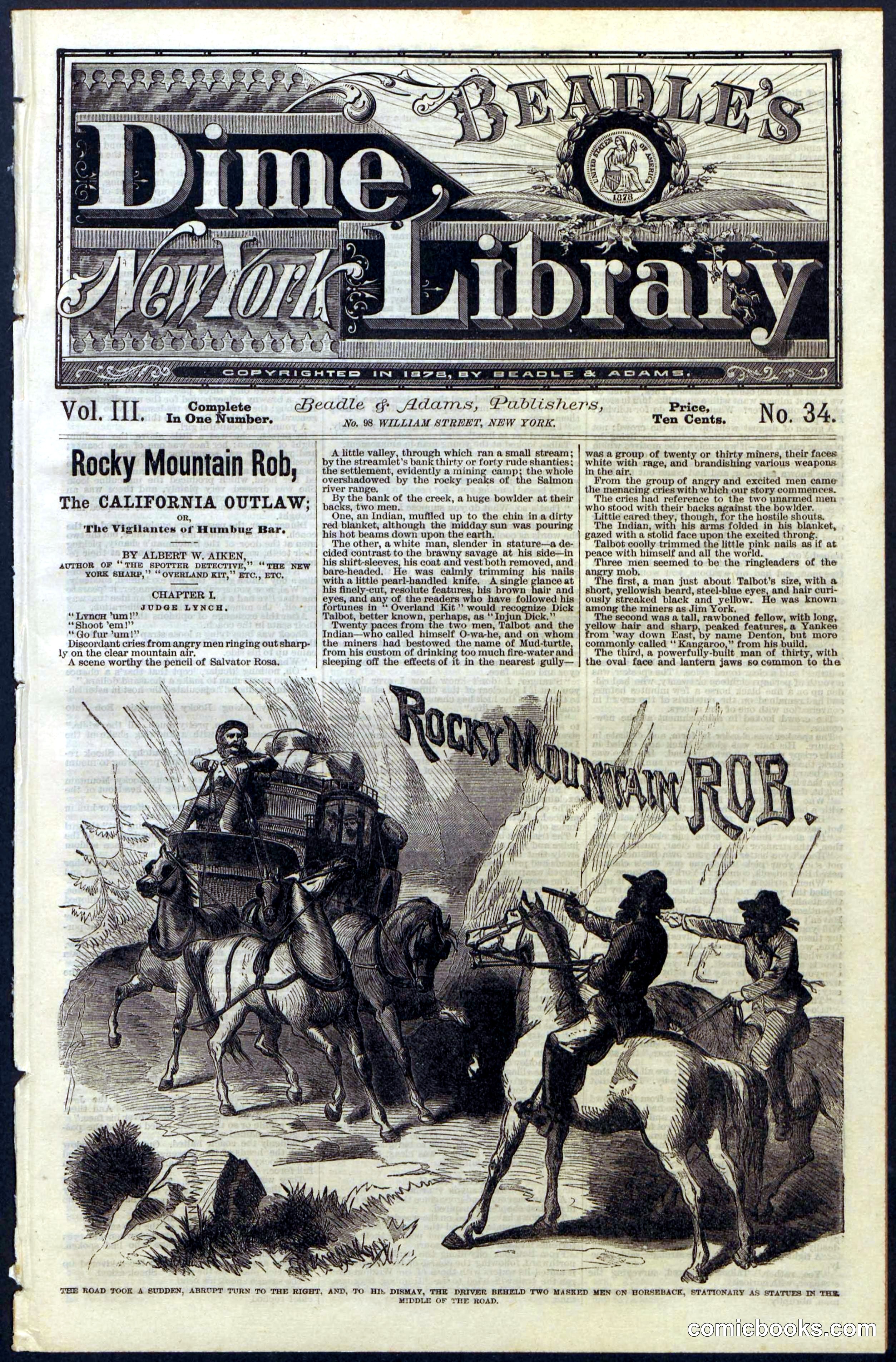 Beadle's New York Dime Library, Vol. III, No. 34