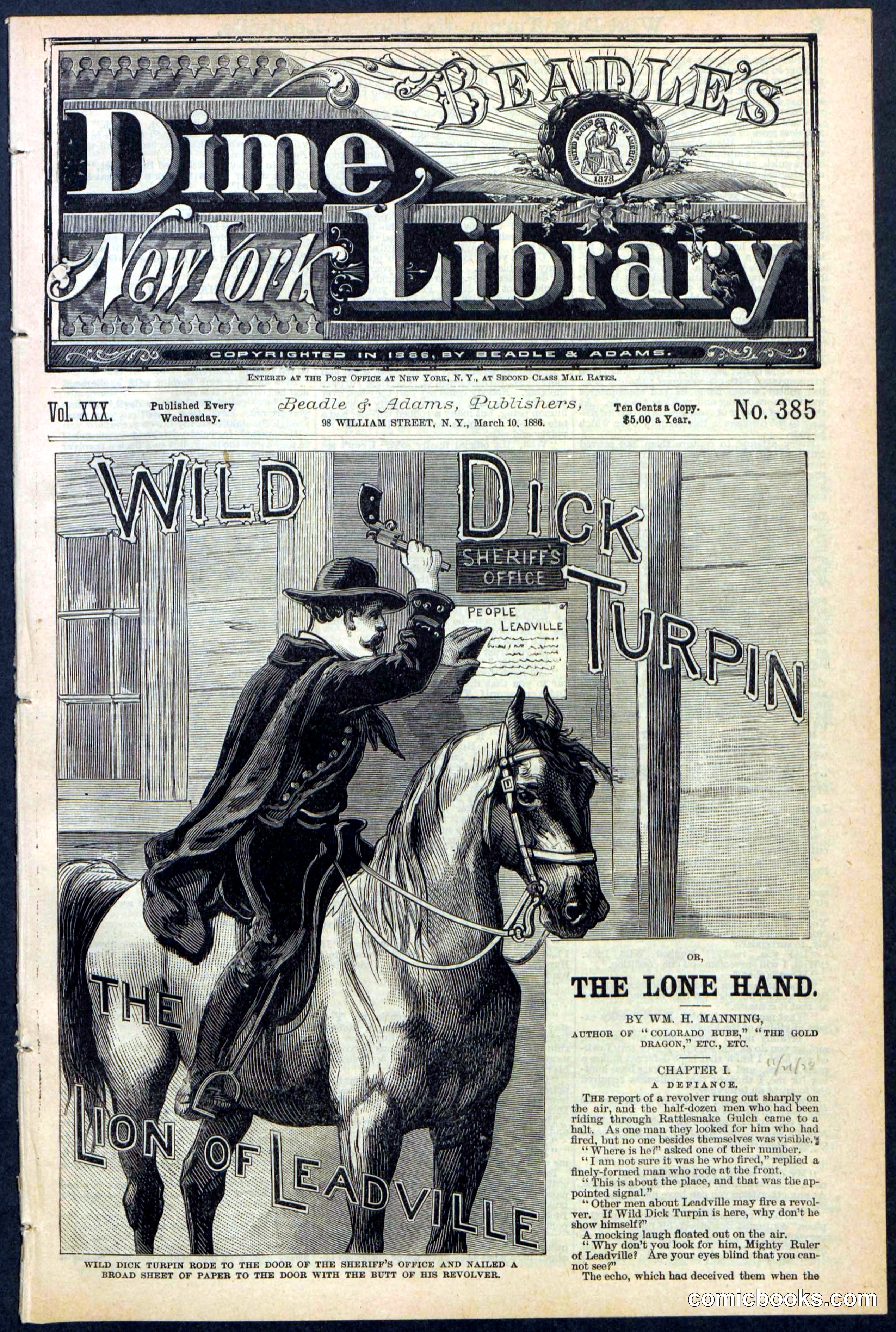 Beadle's New York Dime Library No. 385